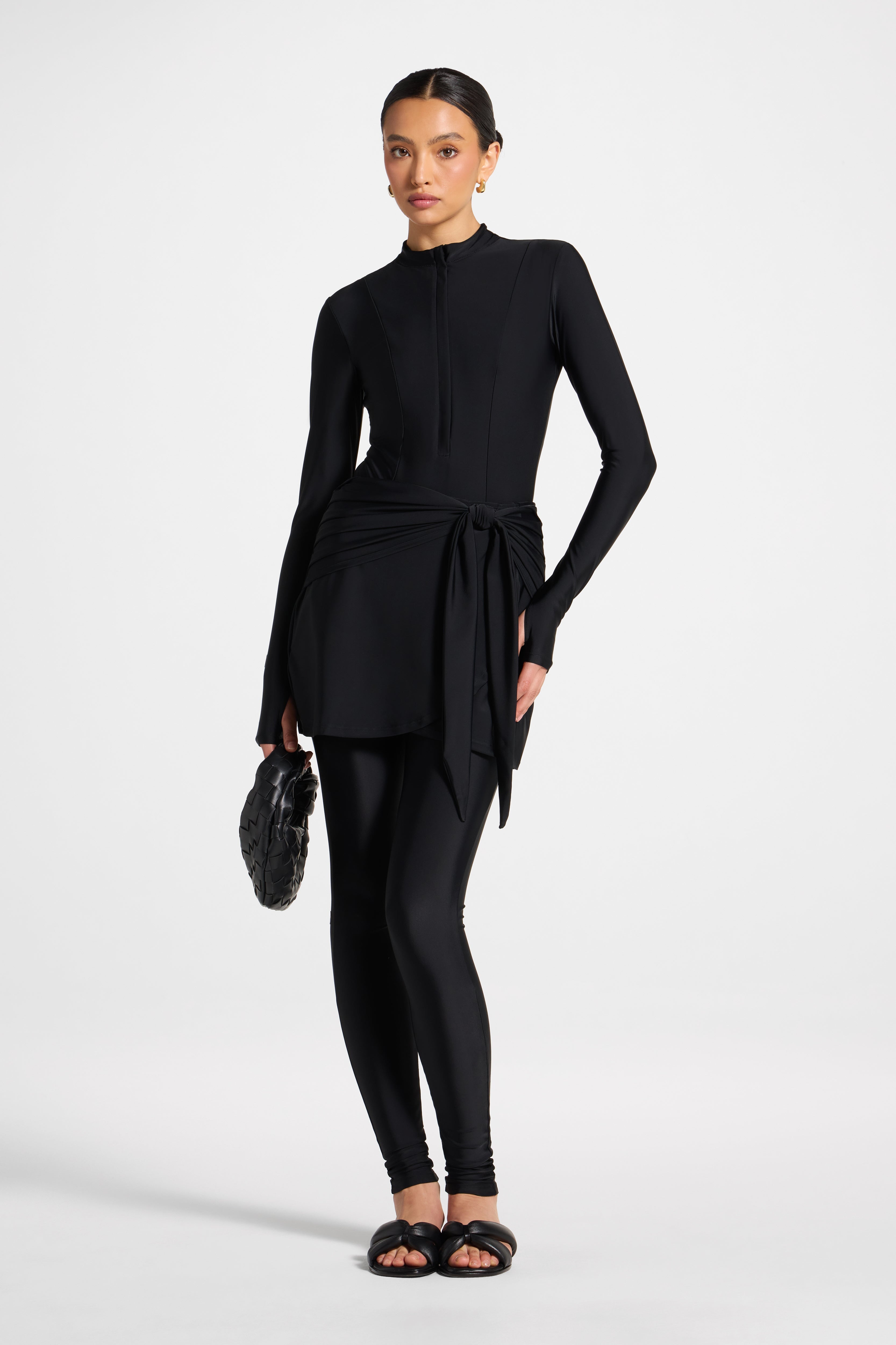 Tie Wrap Swim Skirt - Black Swim Veiled 