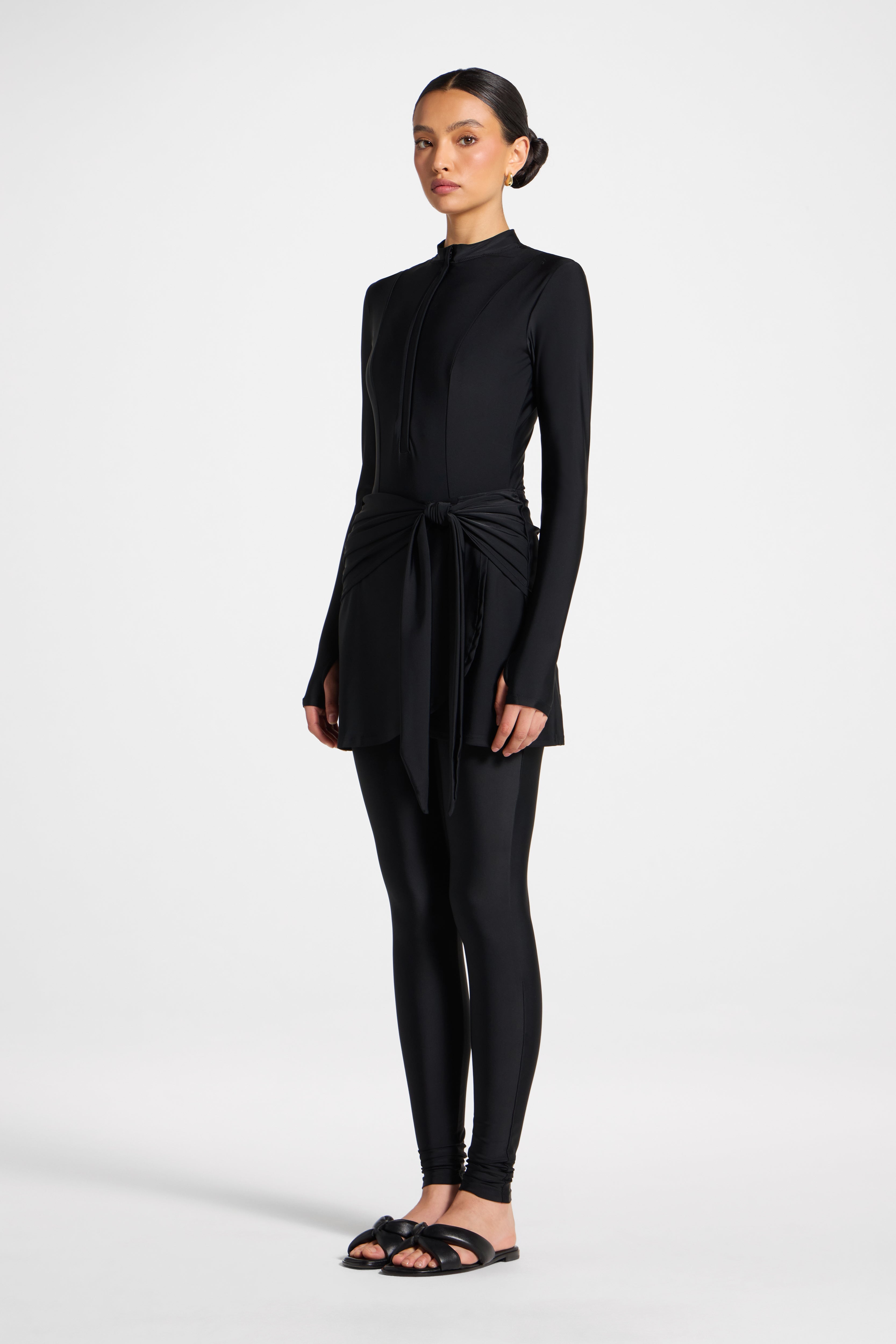 Tie Wrap Swim Skirt - Black Swim Veiled 