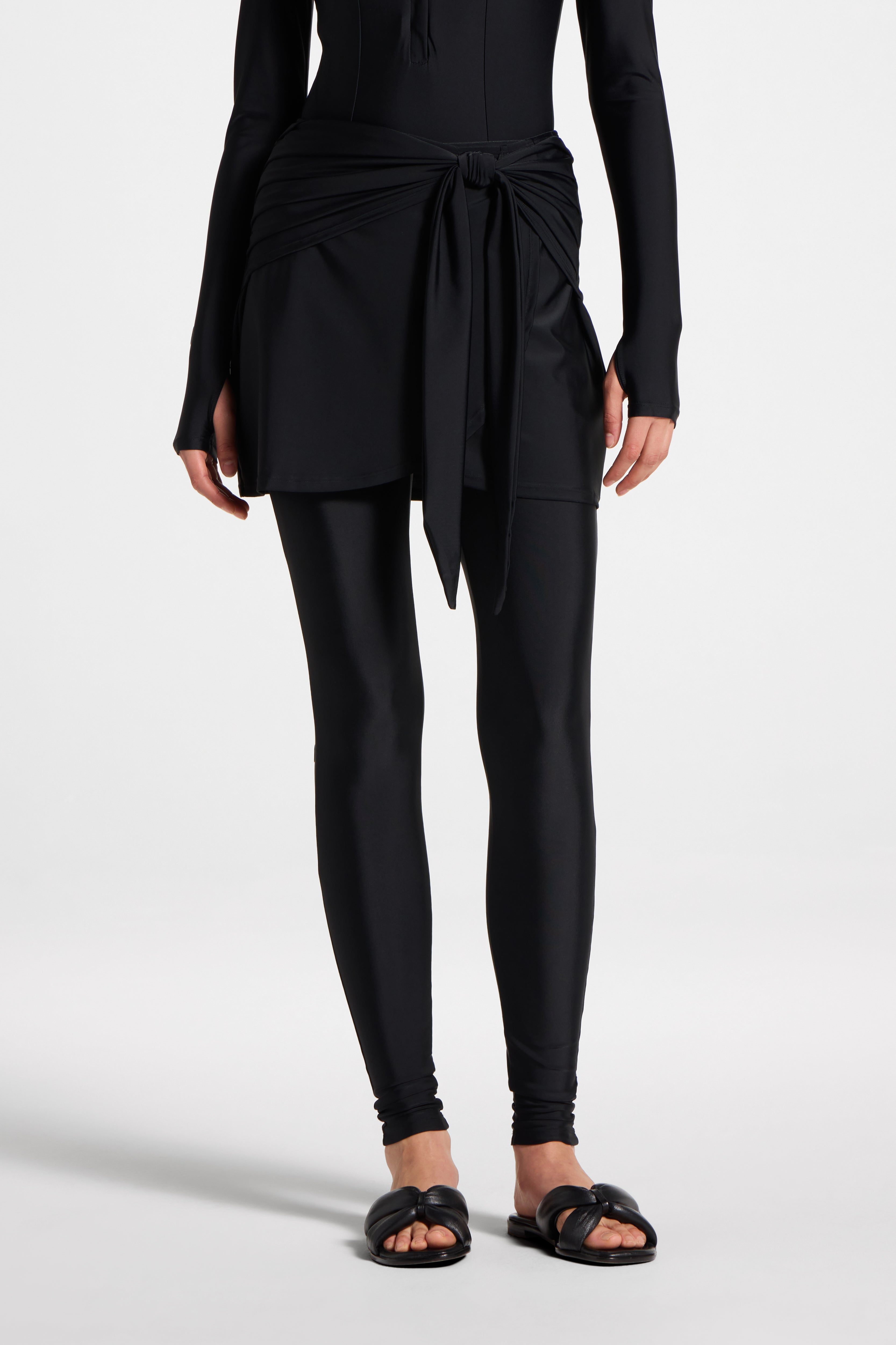 Tie Wrap Swim Skirt - Black Swim Veiled 