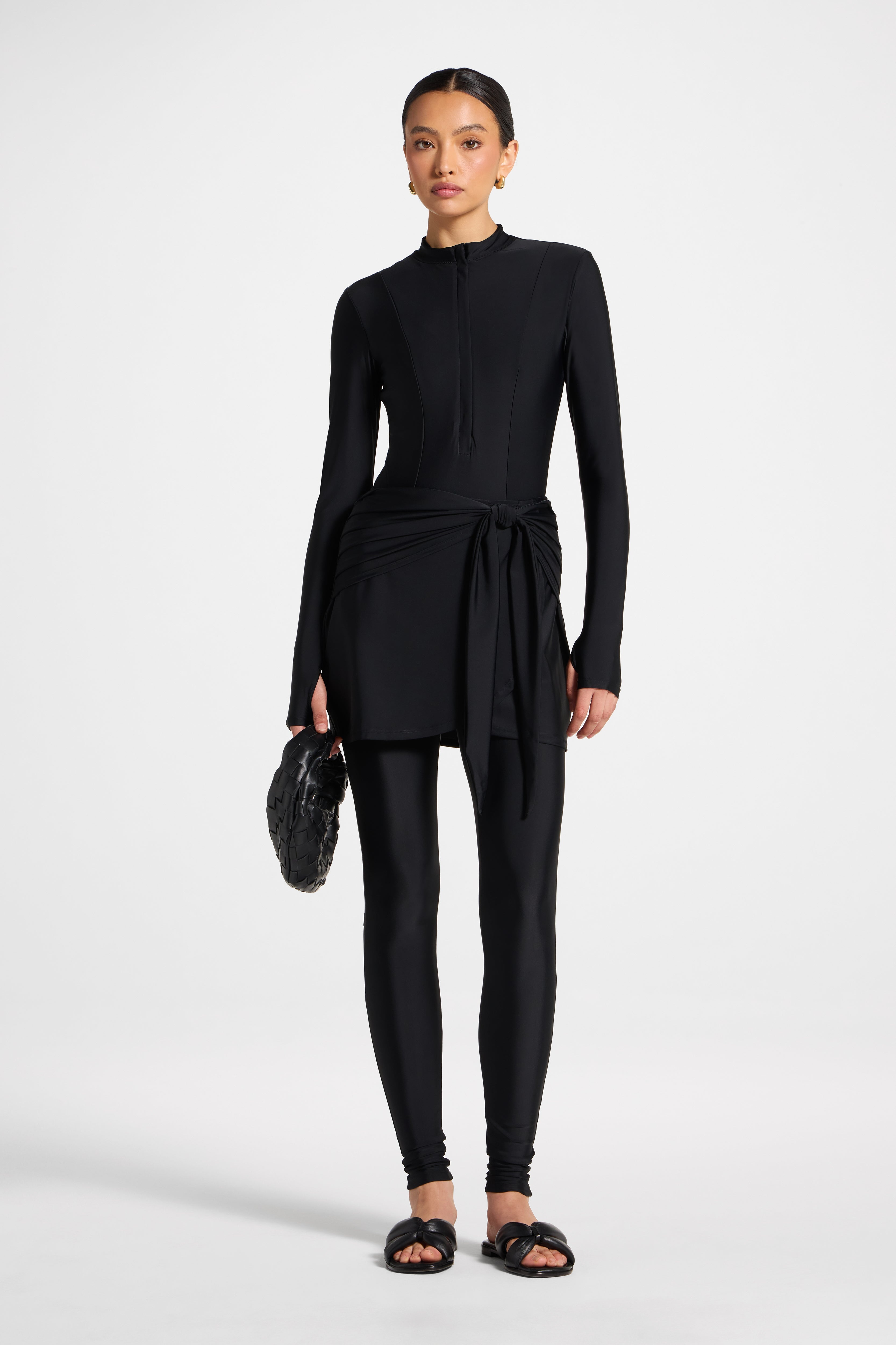 Tie Wrap Swim Skirt - Black Swim Veiled 