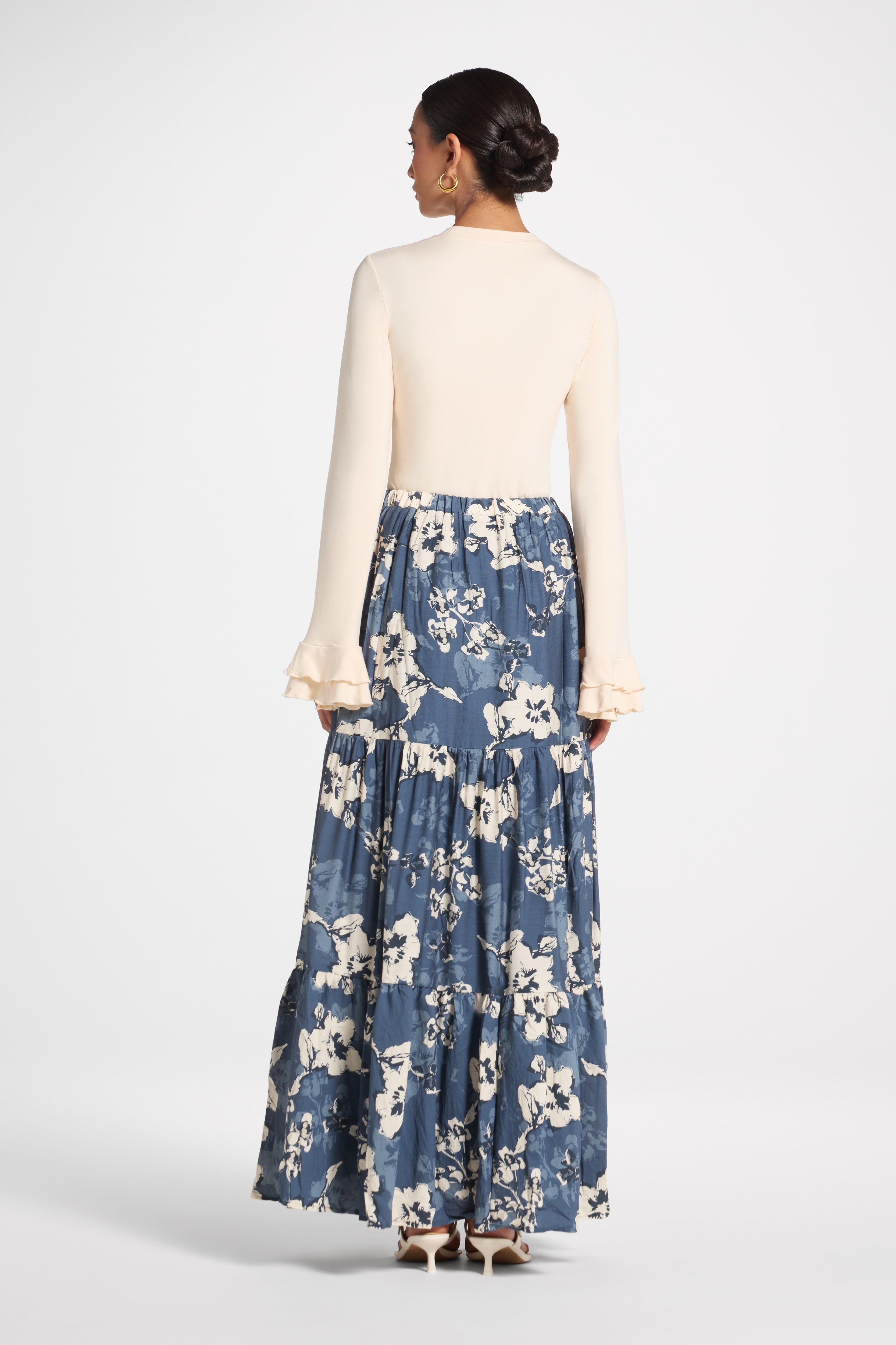 Tiered Floral Skirt - Blue Veiled 