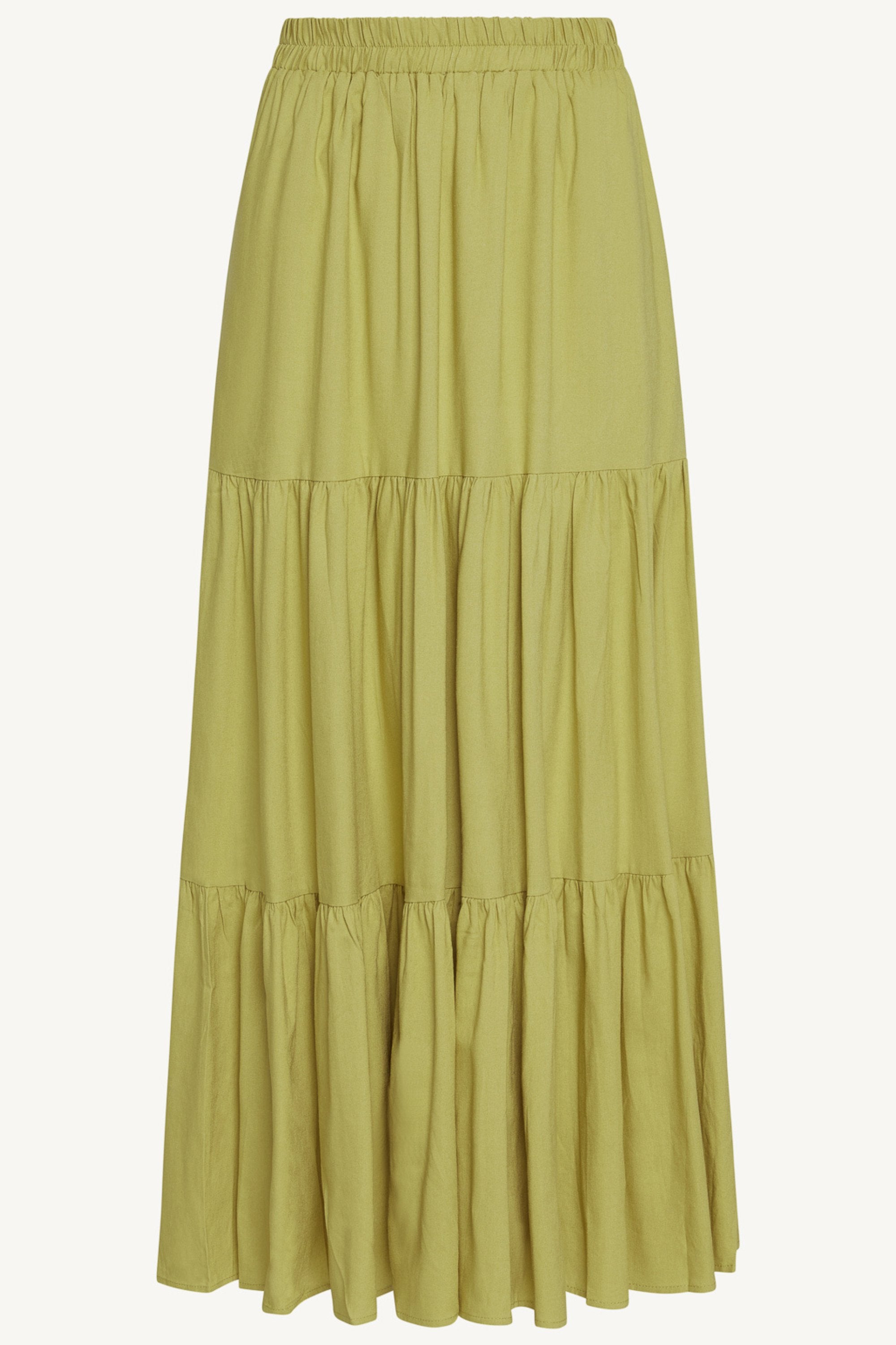 Tiered Linen Maxi Skirt - Citron Abayas Veiled 