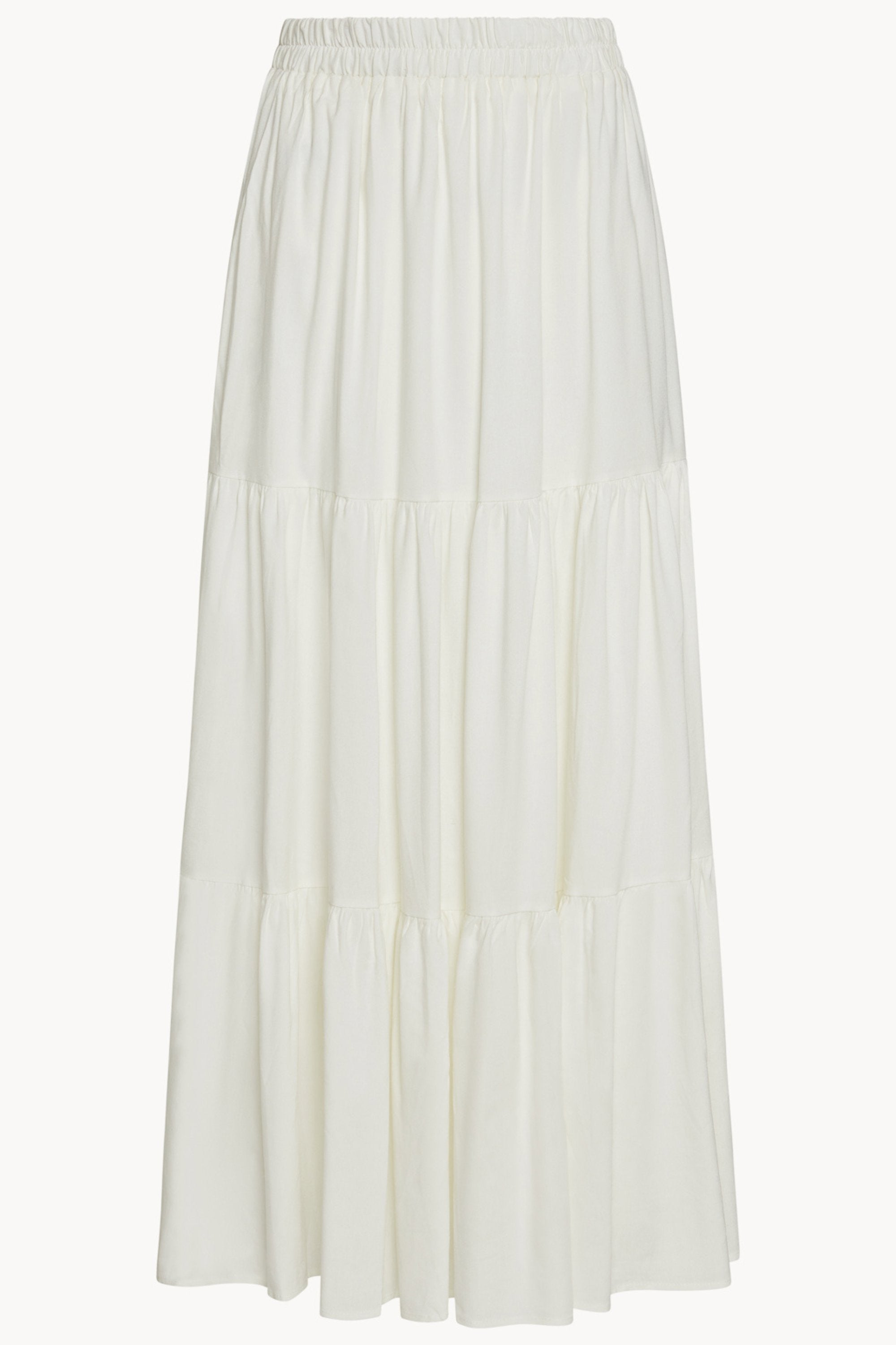 Tiered Linen Maxi Skirt - White Abayas Veiled 