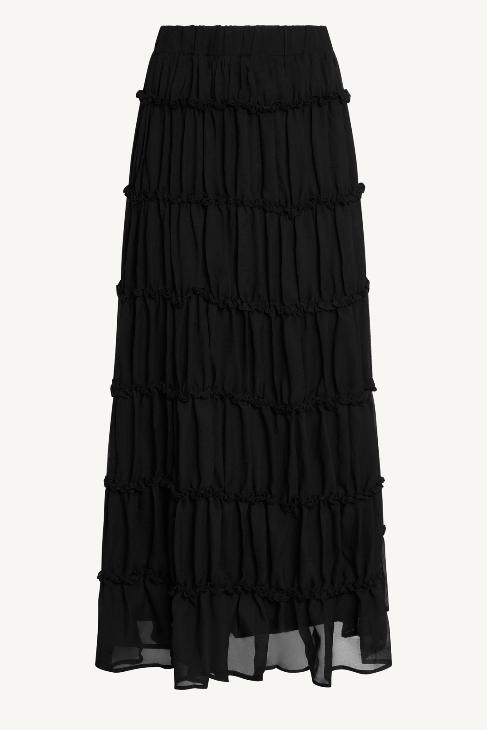 Tiered Maxi Skirt - Black Abayas Veiled 