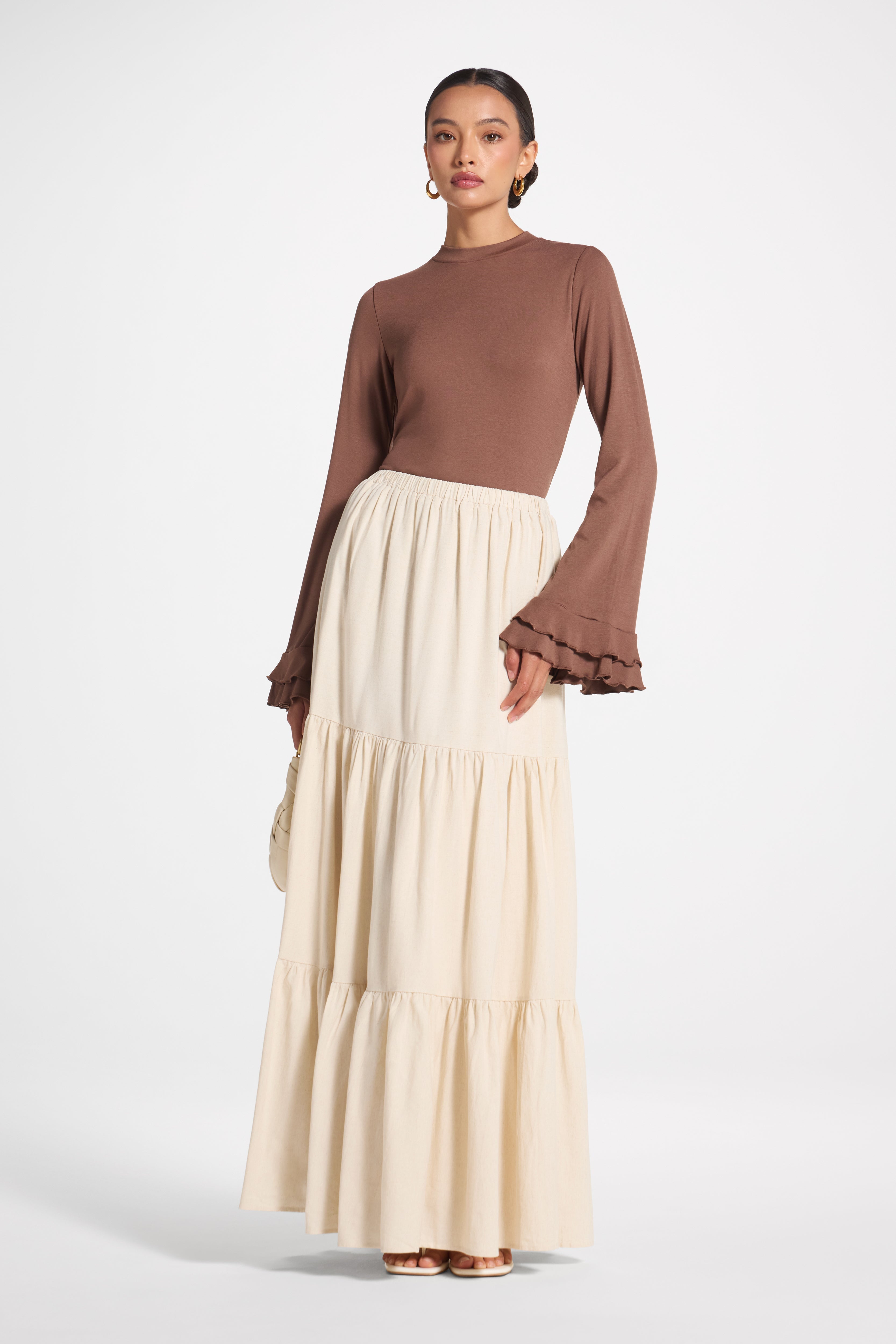 Tiered Skirt - Heathered Oatmeal Veiled 