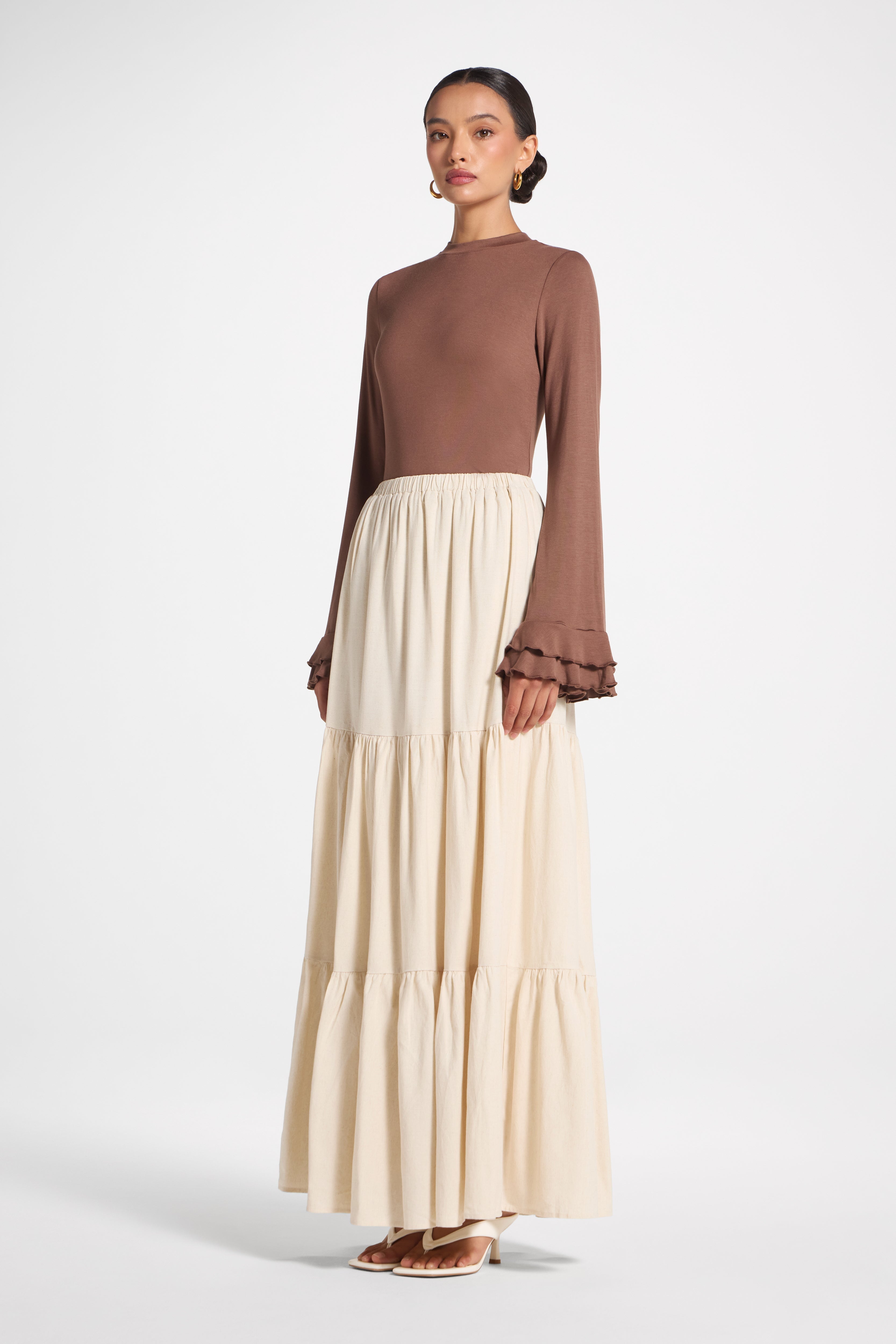 Tiered Skirt - Heathered Oatmeal Veiled 