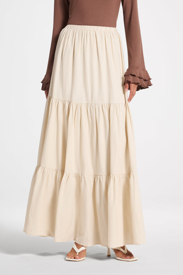 Tiered Skirt - Heathered Oatmeal Veiled 