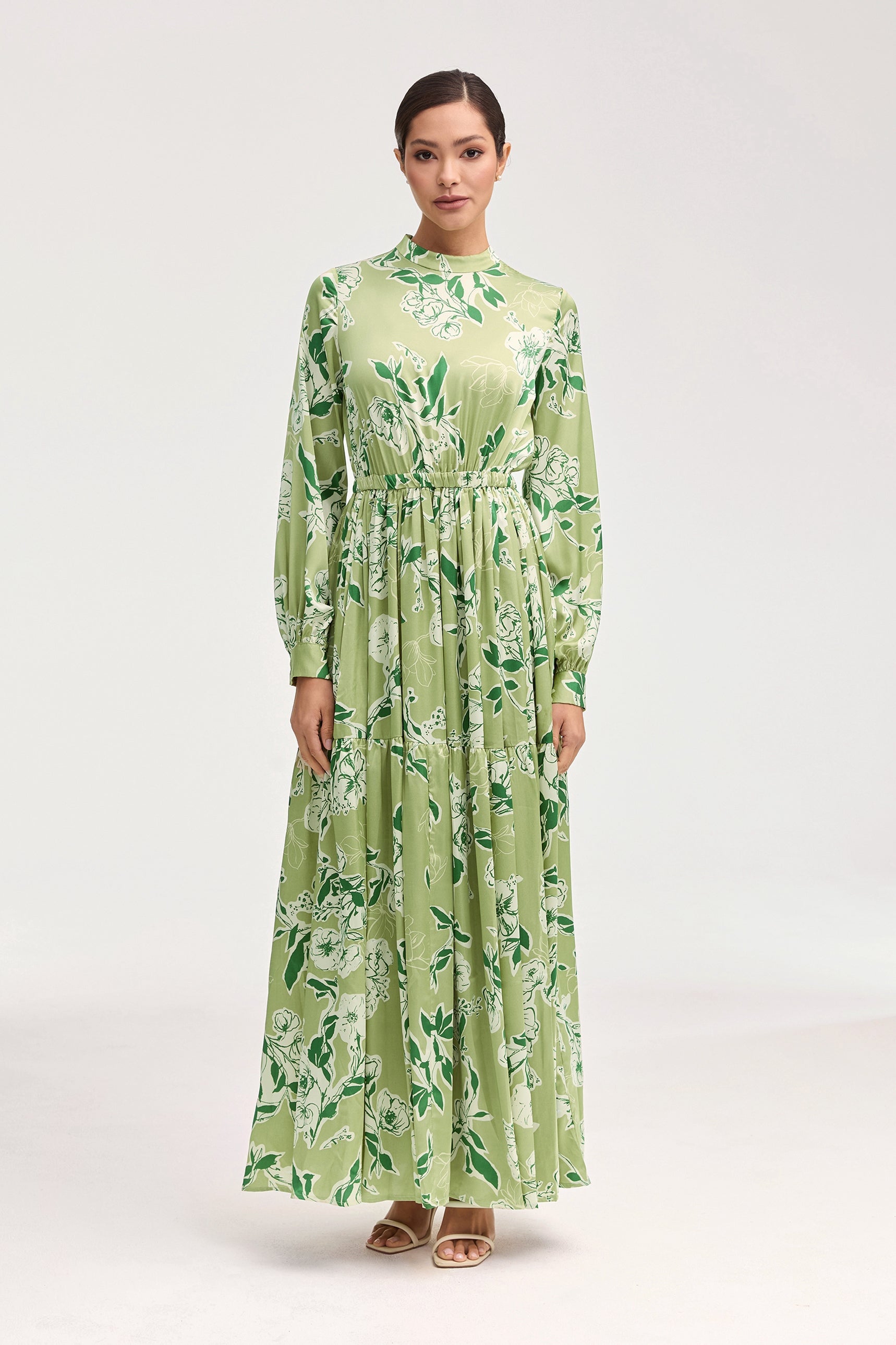 Tuleen Satin Floral Maxi Dress Clothing Veiled 
