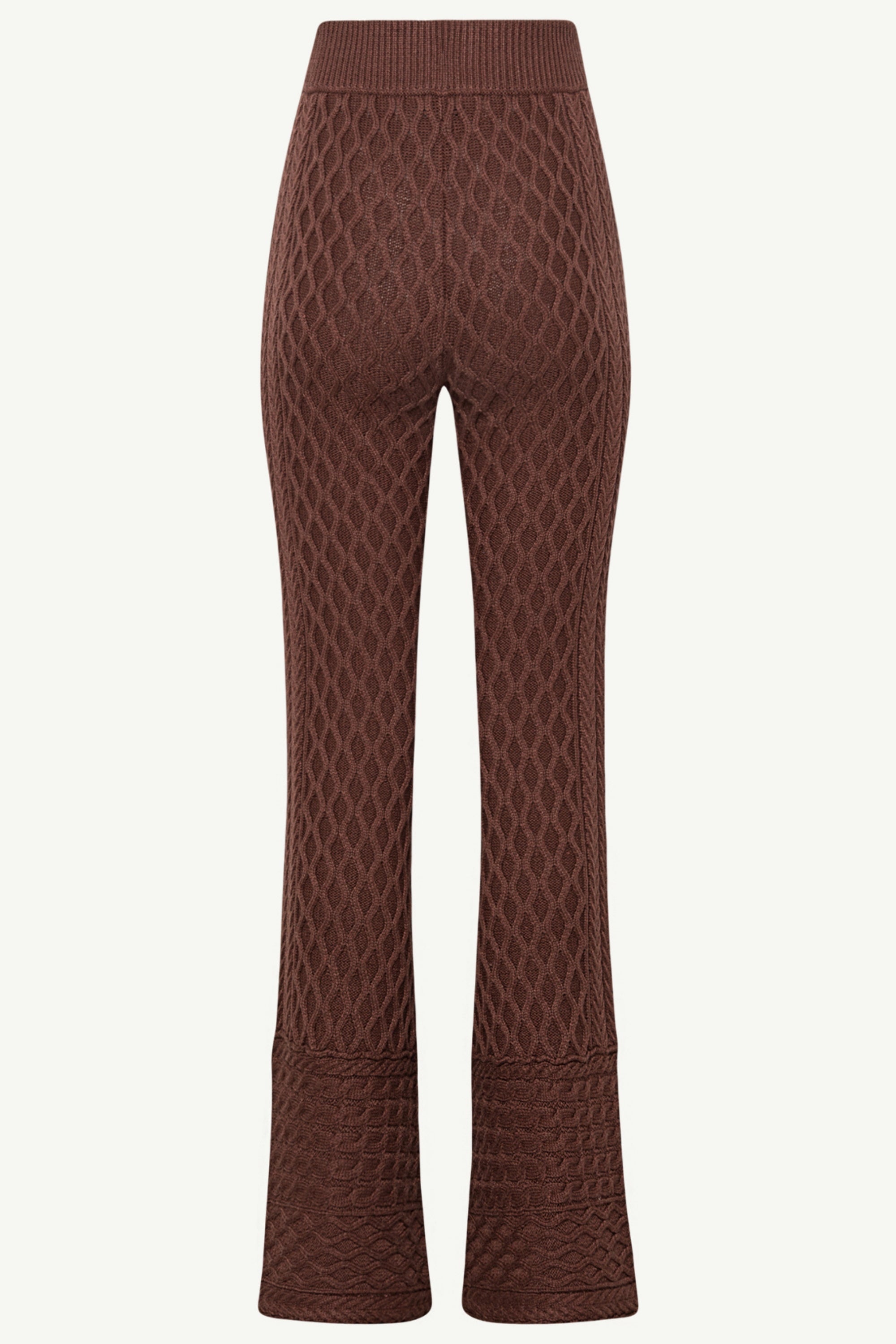 Vanessa Diamond Knit Wide Leg Pants - Dark Brown Clothing Veiled 