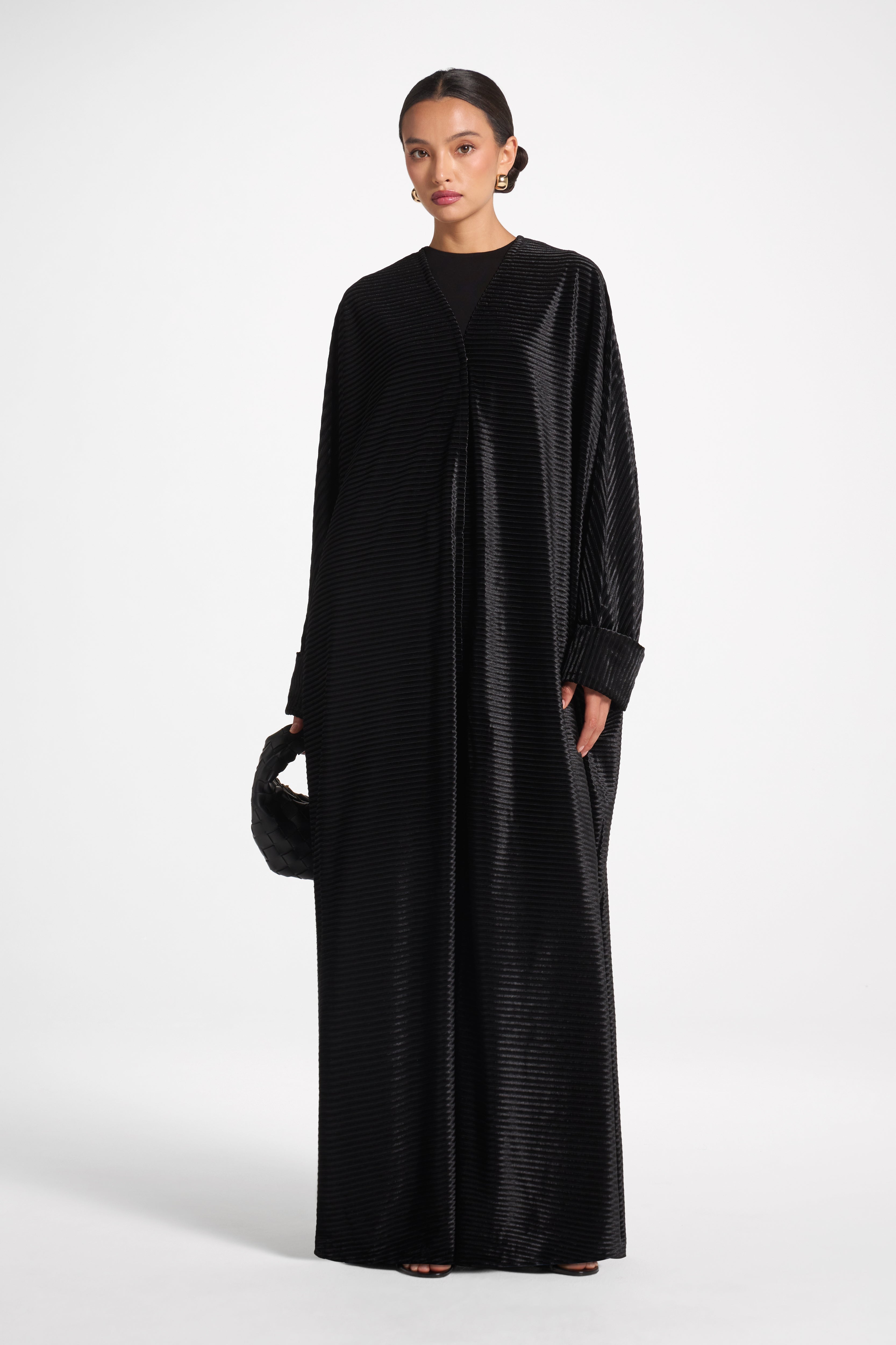Velour Open Abaya - Black Abayas Veiled 