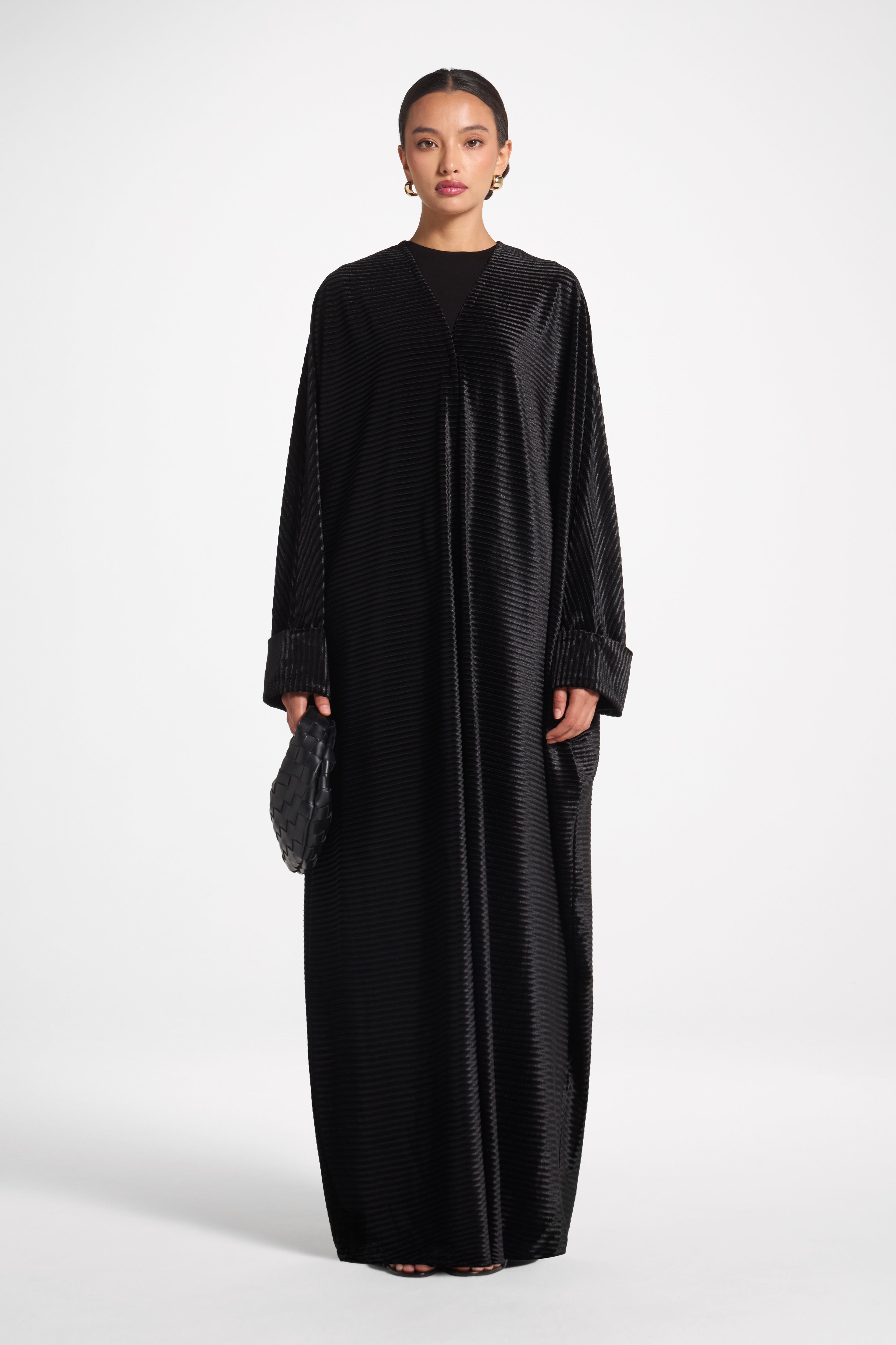 Velour Open Abaya - Black Abayas Veiled 