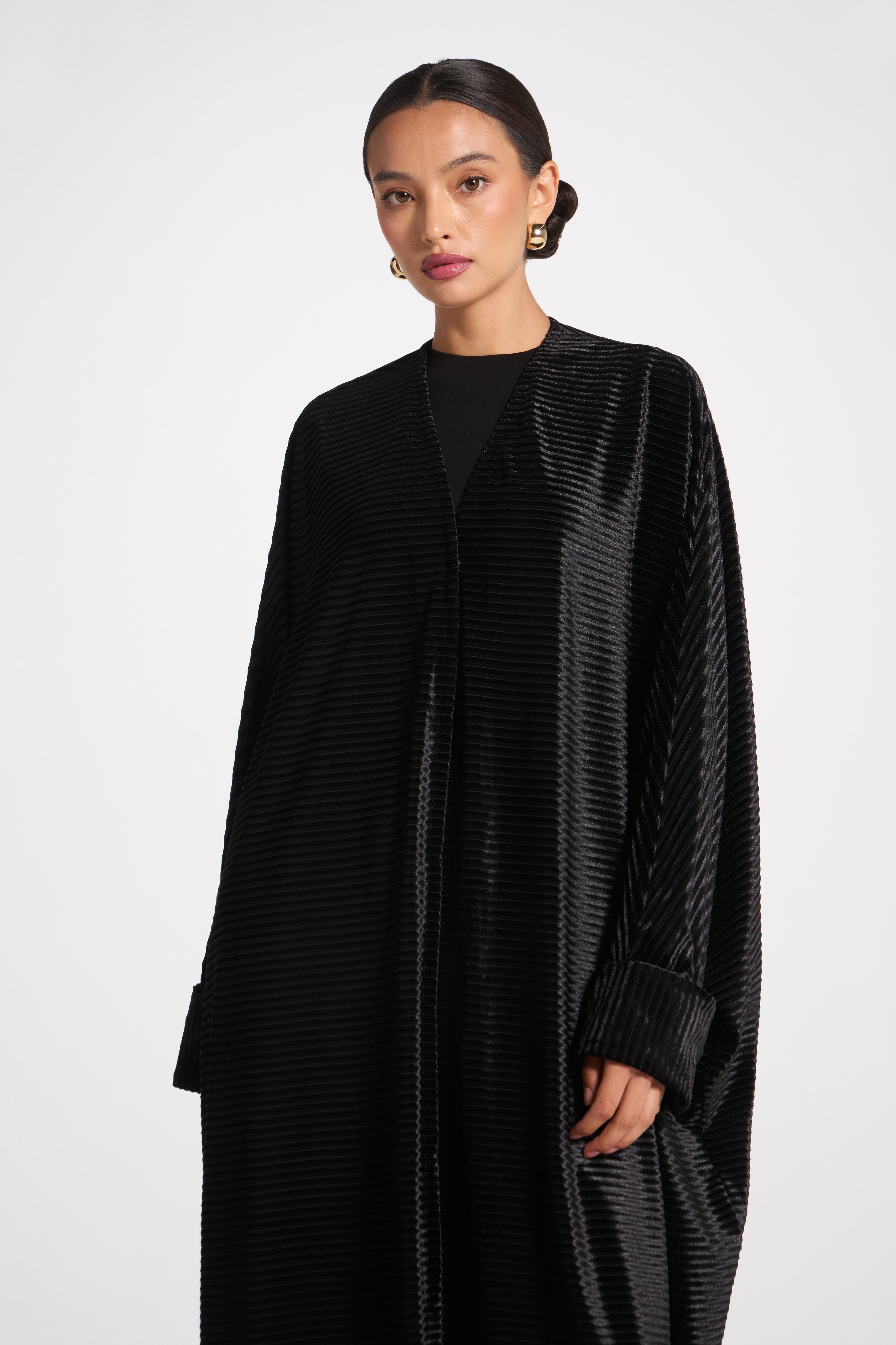 Velour Open Abaya - Black Abayas Veiled 
