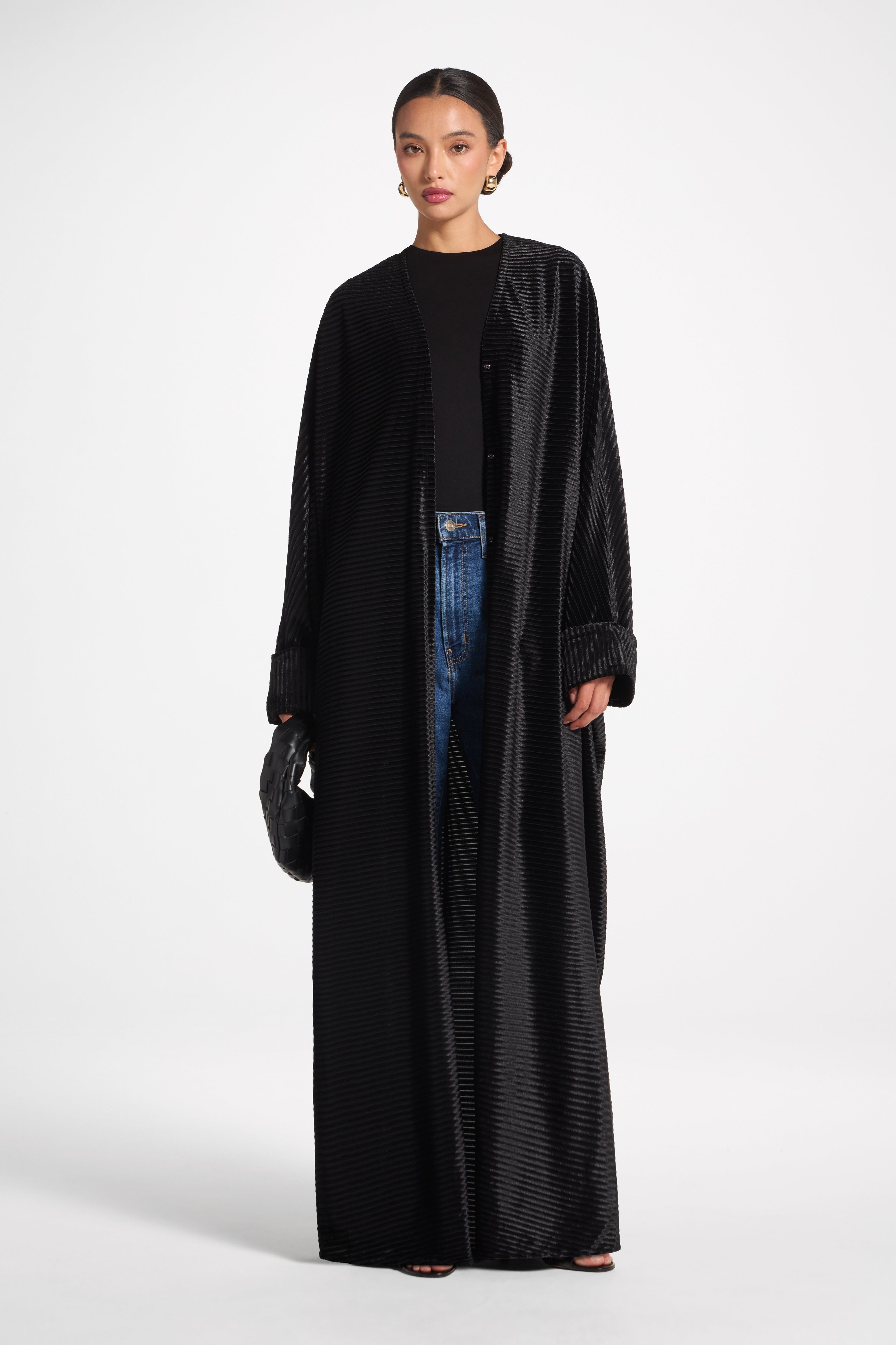 Velour Open Abaya - Black Abayas Veiled 