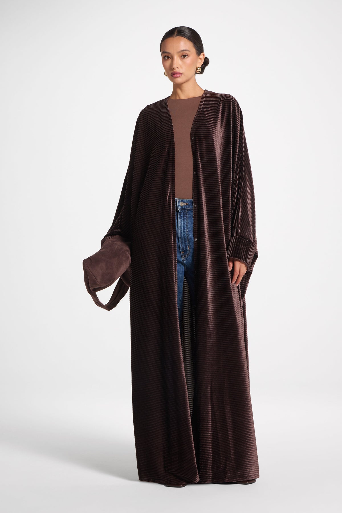 Velour Open Abaya - Coffee Quartz Abayas Veiled 