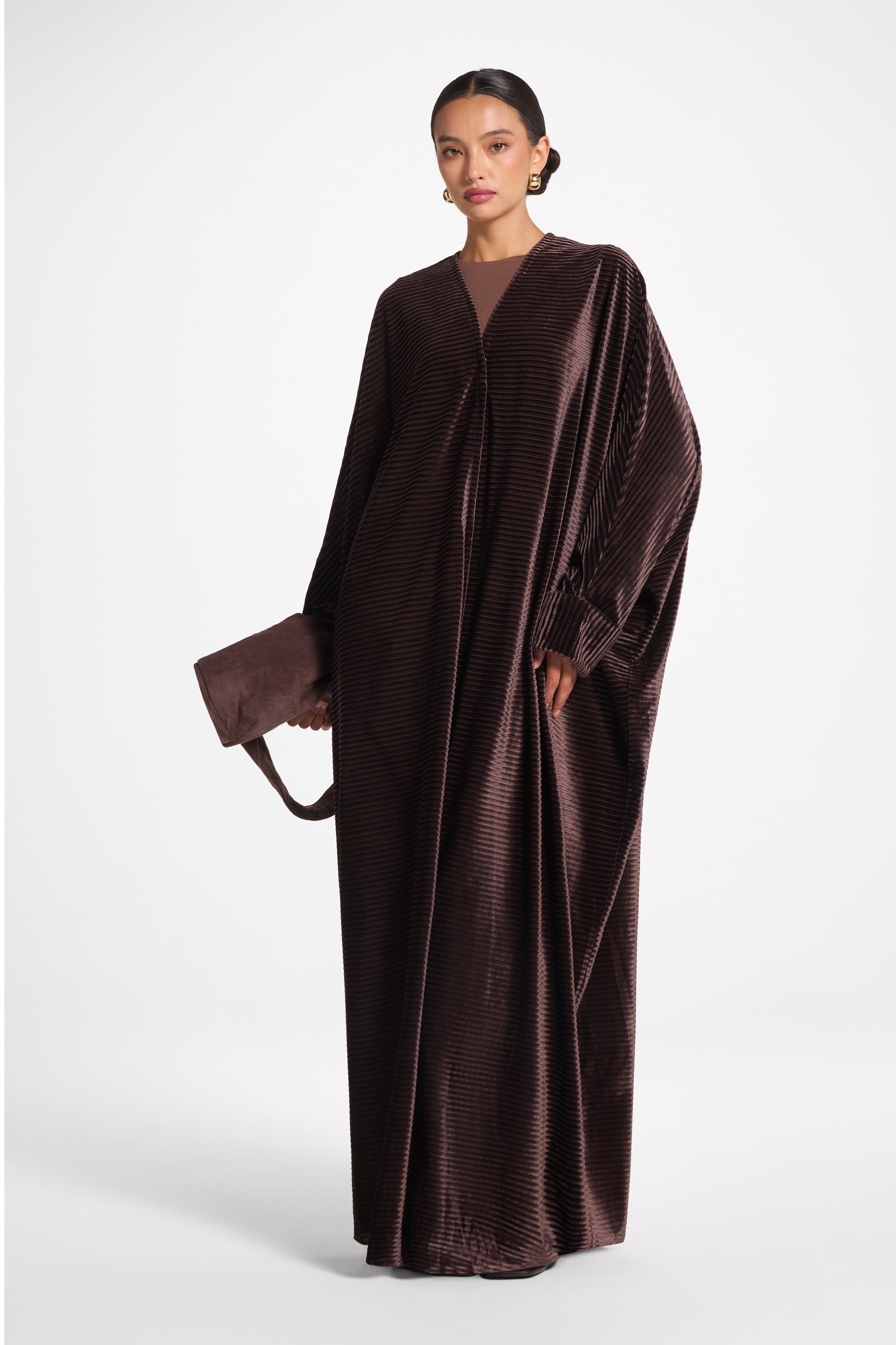 Velour Open Abaya - Coffee Quartz Abayas Veiled 