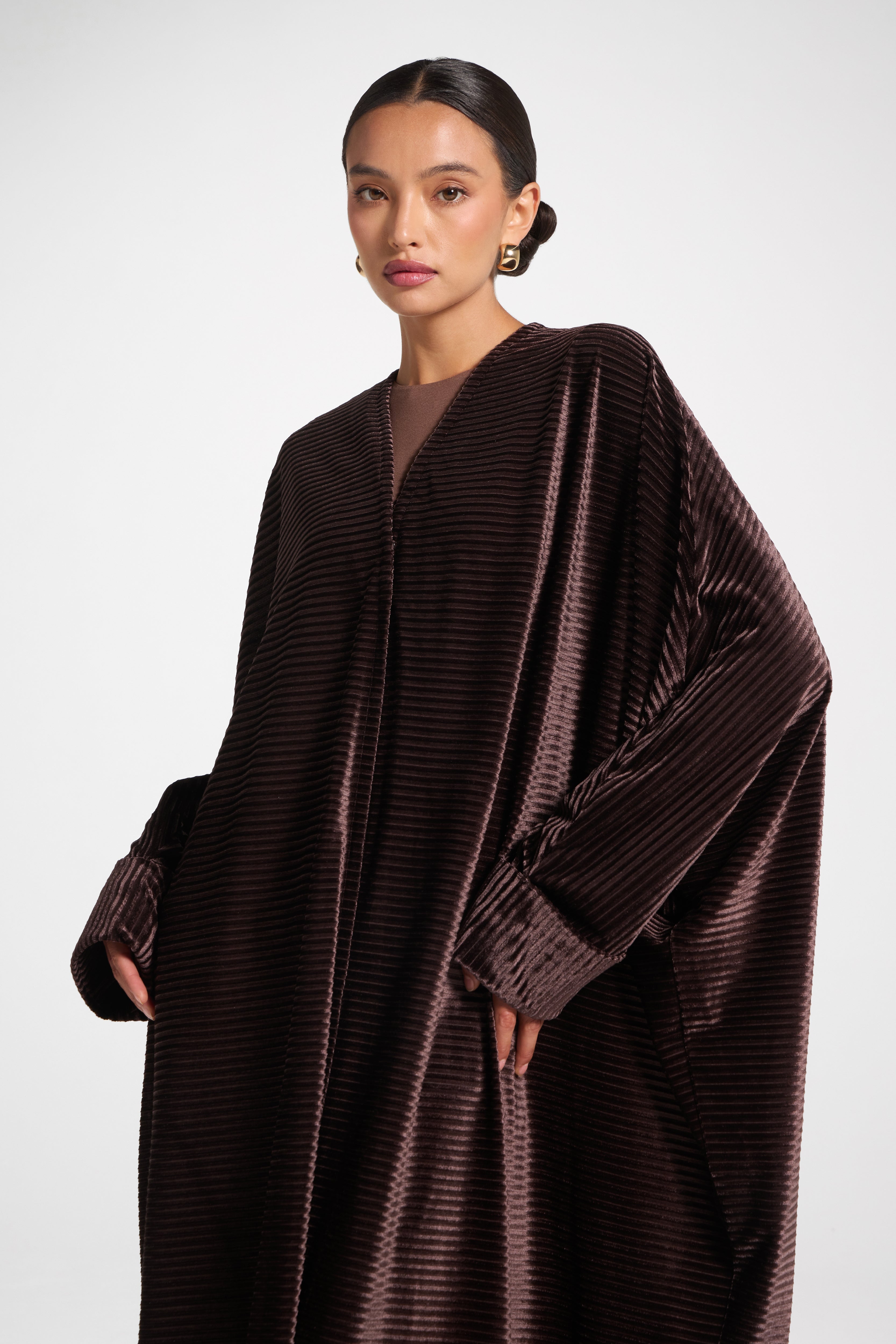Velour Open Abaya - Coffee Quartz Abayas Veiled 