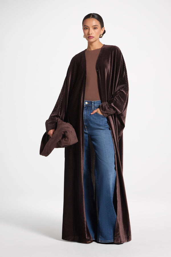 Velour Open Abaya - Coffee Quartz Abayas Veiled 