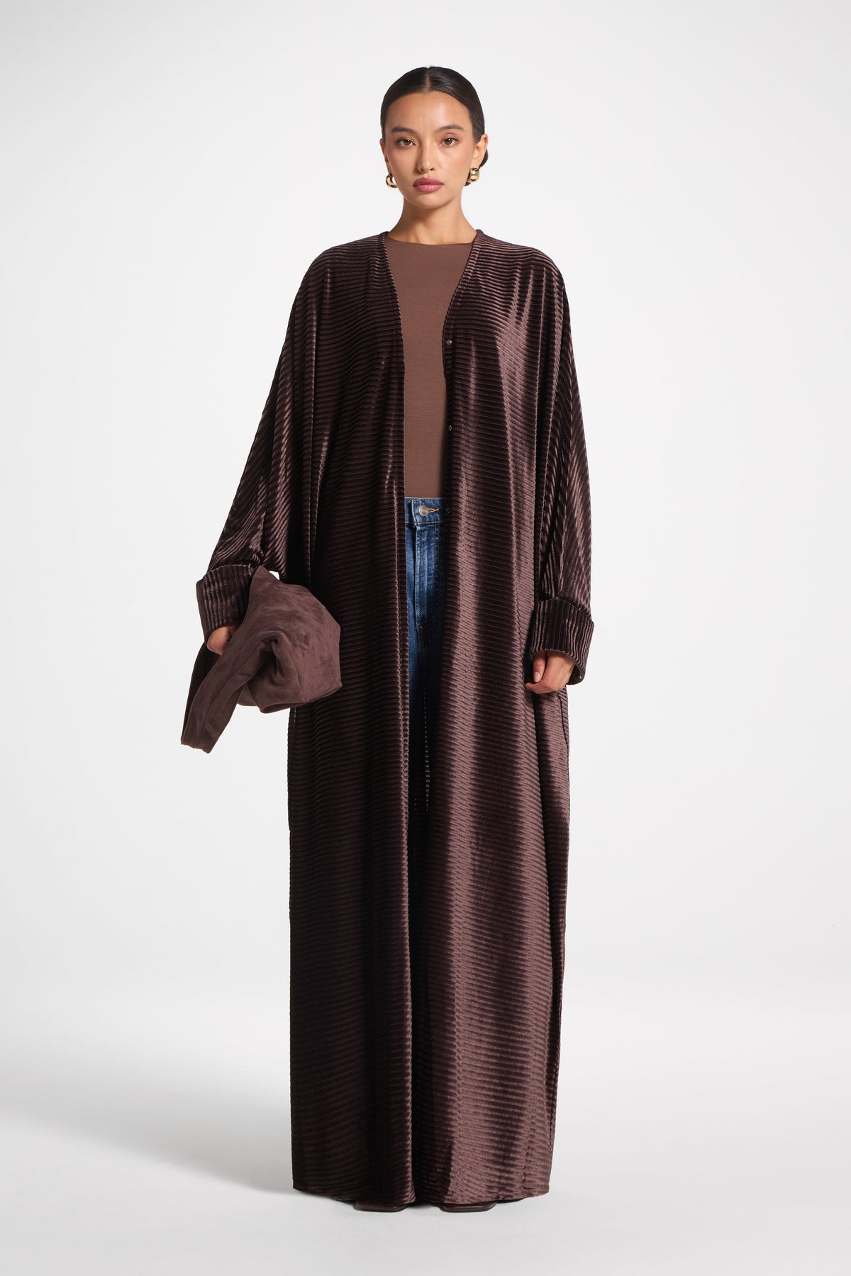 Velour Open Abaya - Coffee Quartz Abayas Veiled 