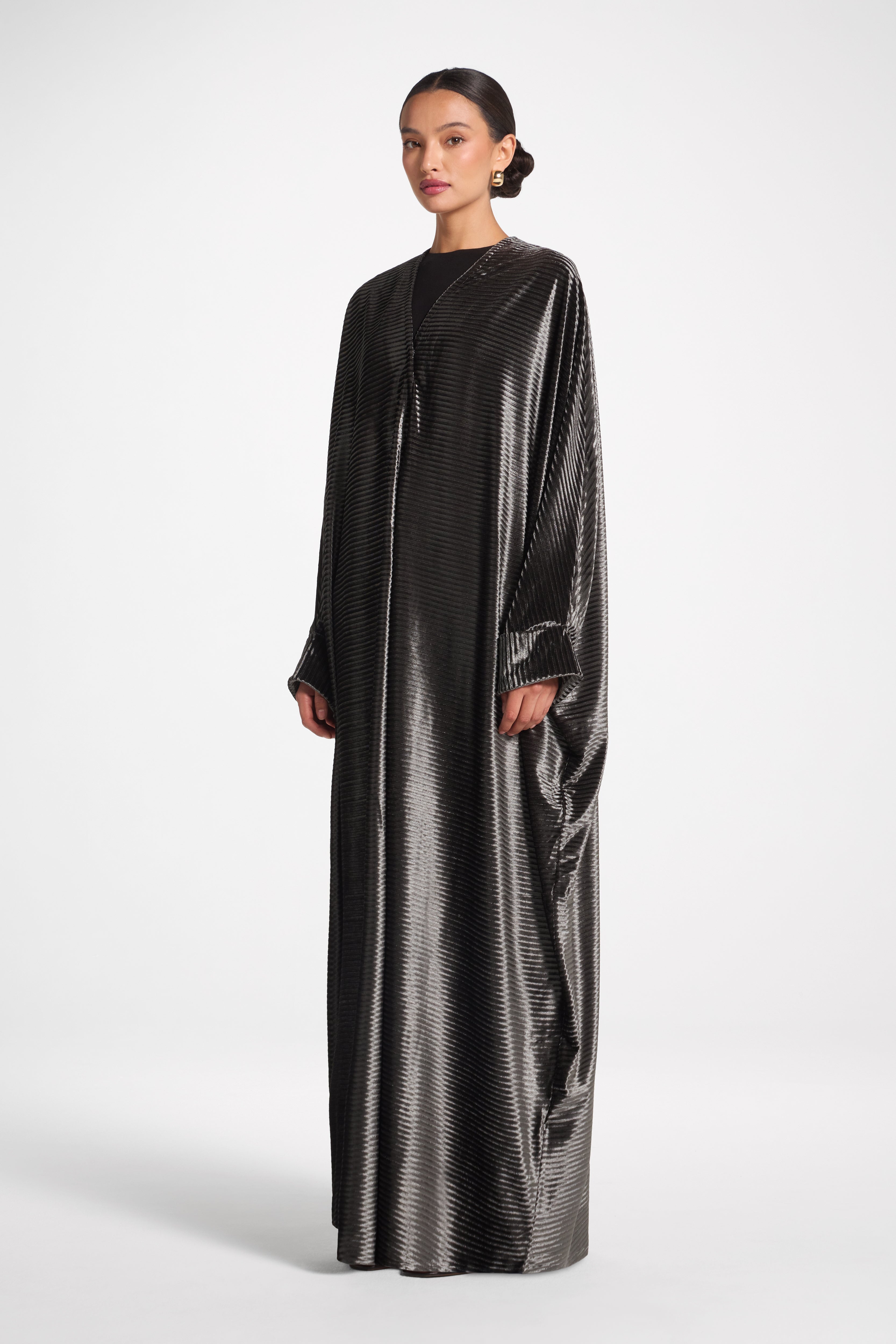 Velour Open Abaya - Midnight Forest Abayas Veiled 