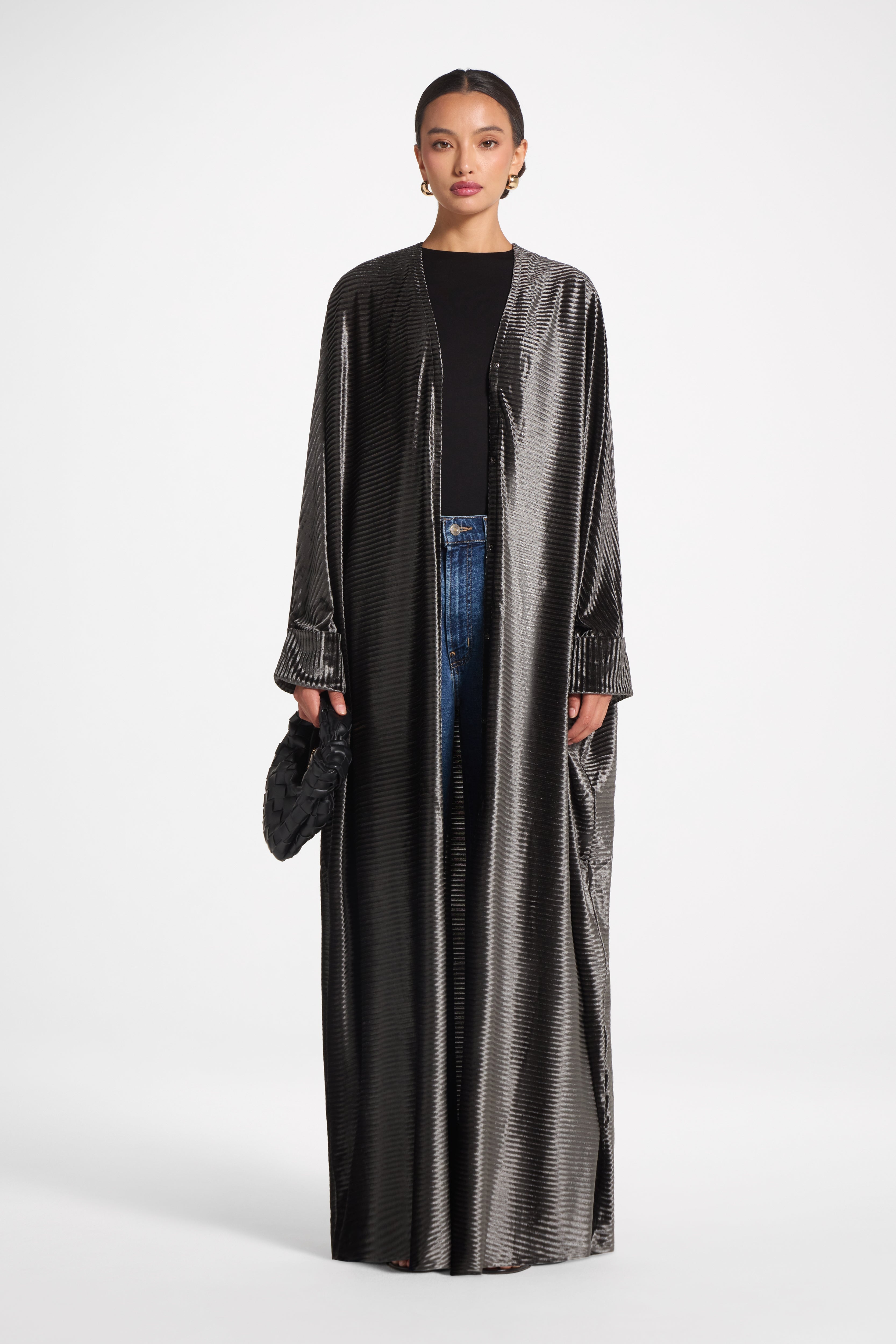 Velour Open Abaya - Midnight Forest Abayas Veiled 