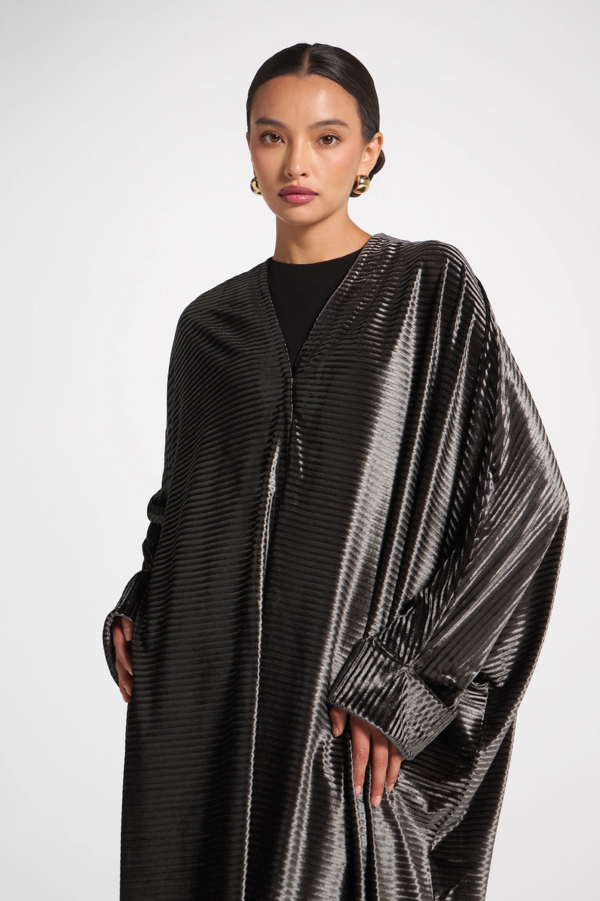 Velour Open Abaya - Midnight Forest Abayas Veiled 