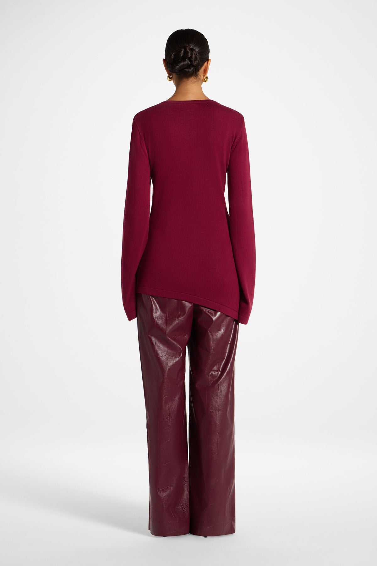 Viscose Asymmetric Knit Top - Berry Top Veiled 