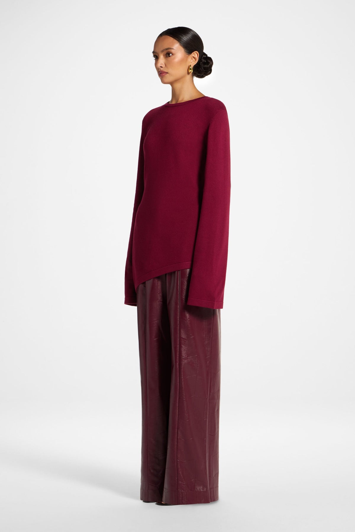 Viscose Asymmetric Knit Top - Berry Top Veiled 