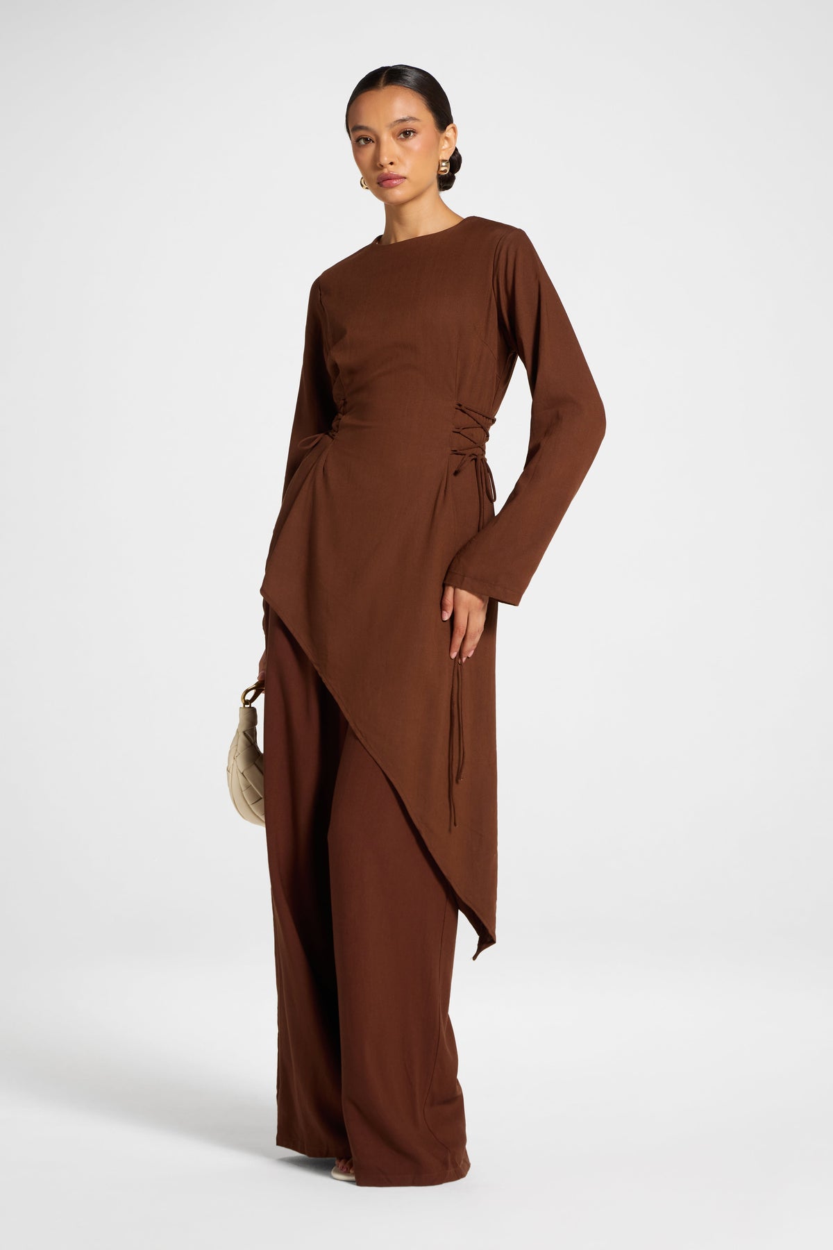Viscose Linen Asymmetric Tunic - Chocolate Top Veiled 