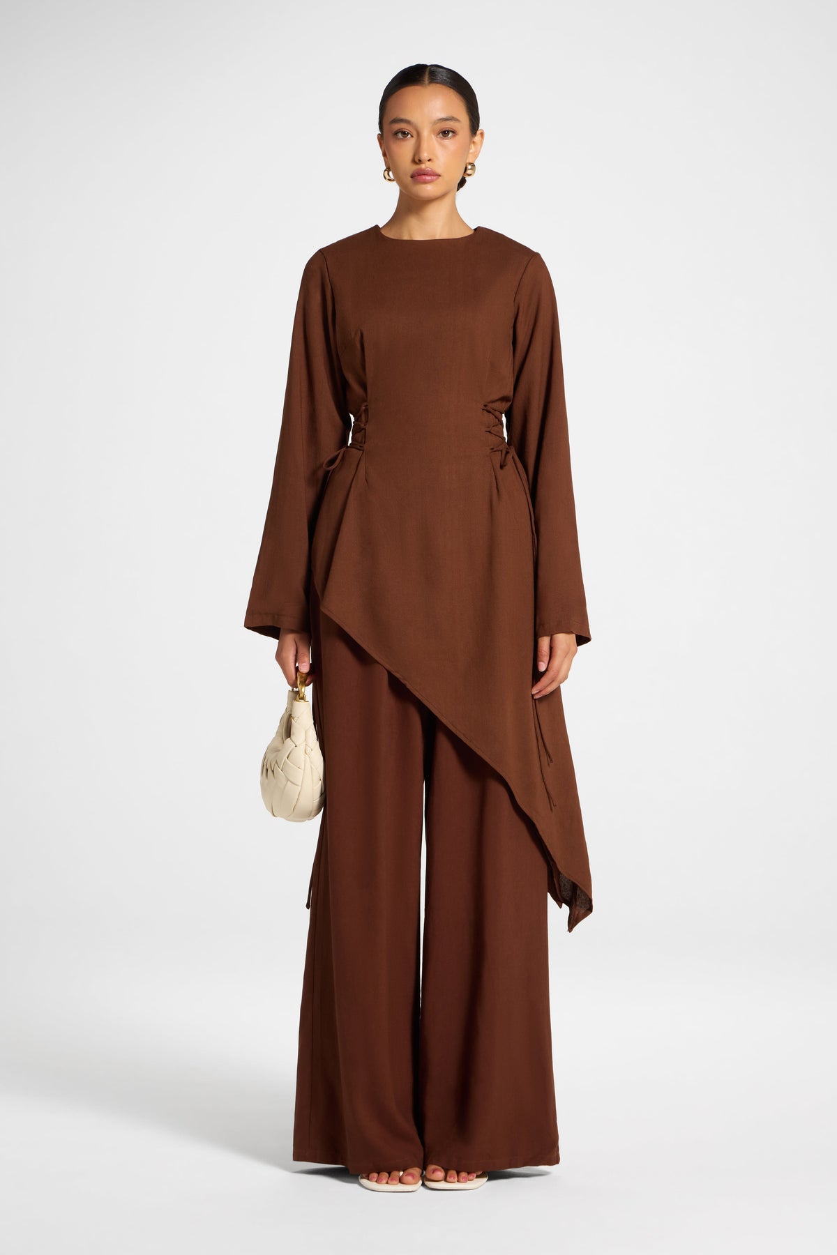 Viscose Linen Asymmetric Tunic - Chocolate Top Veiled 