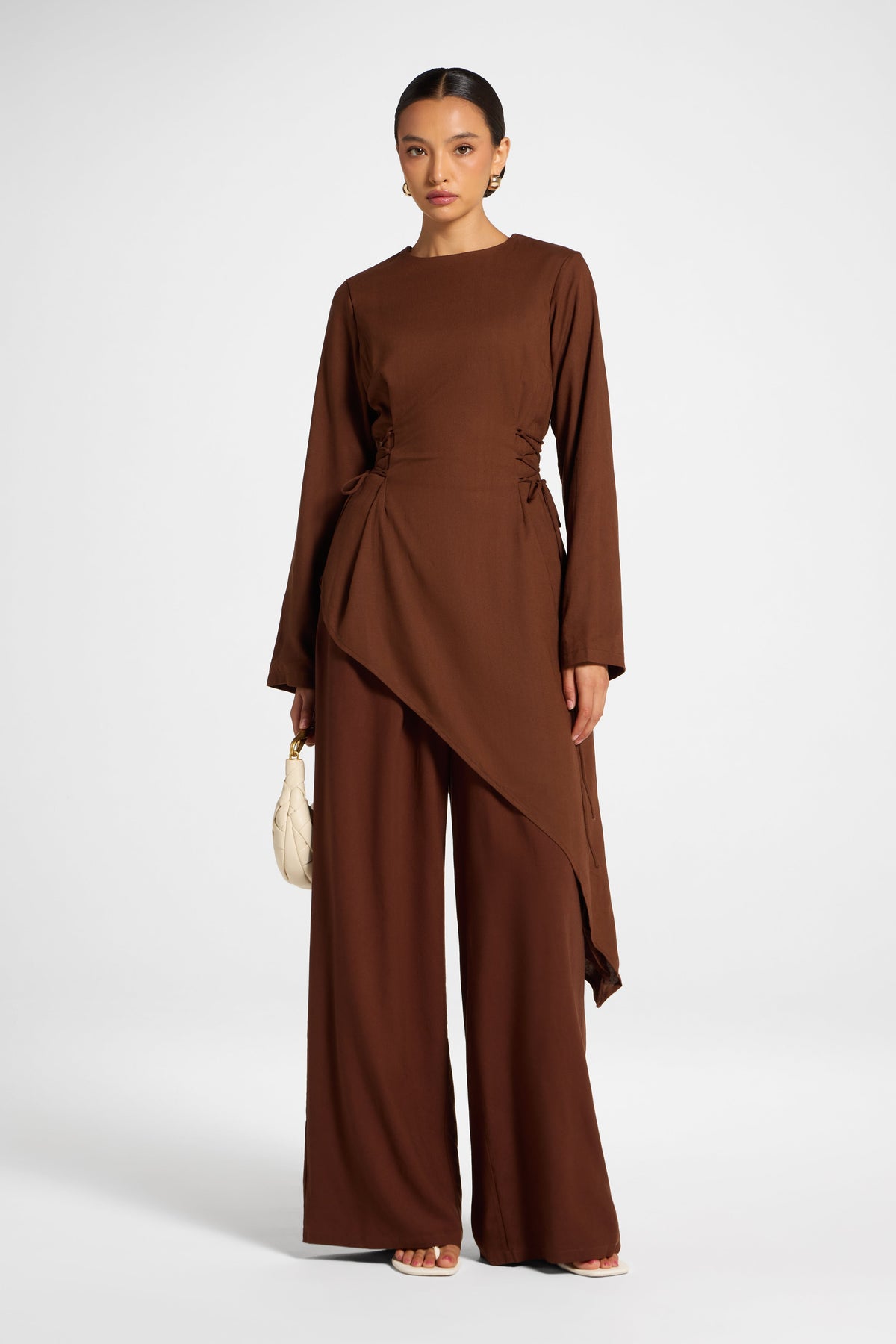 Viscose Linen Asymmetric Tunic - Chocolate Top Veiled 