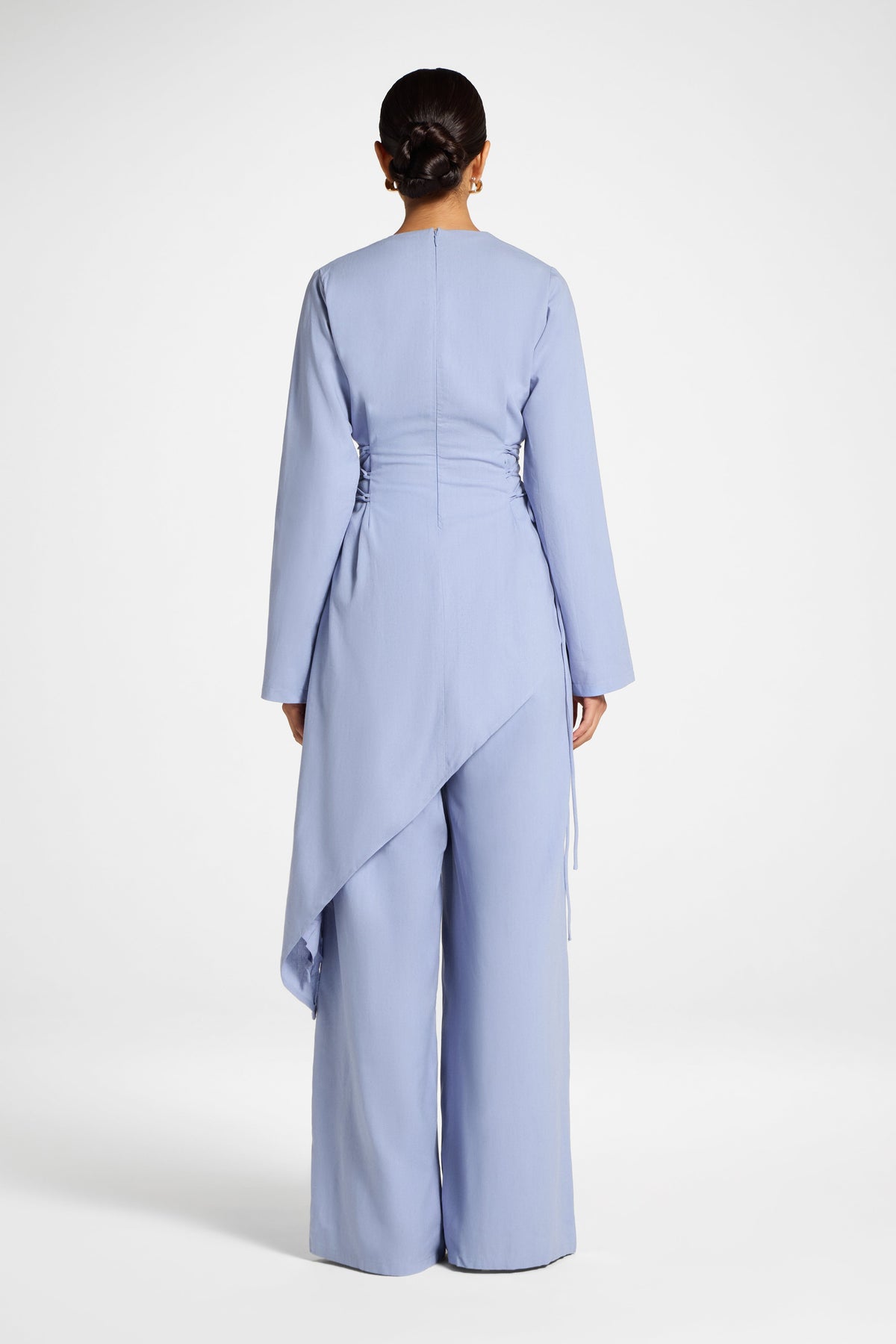 Viscose Linen Asymmetric Tunic - Light Denim Top Veiled 