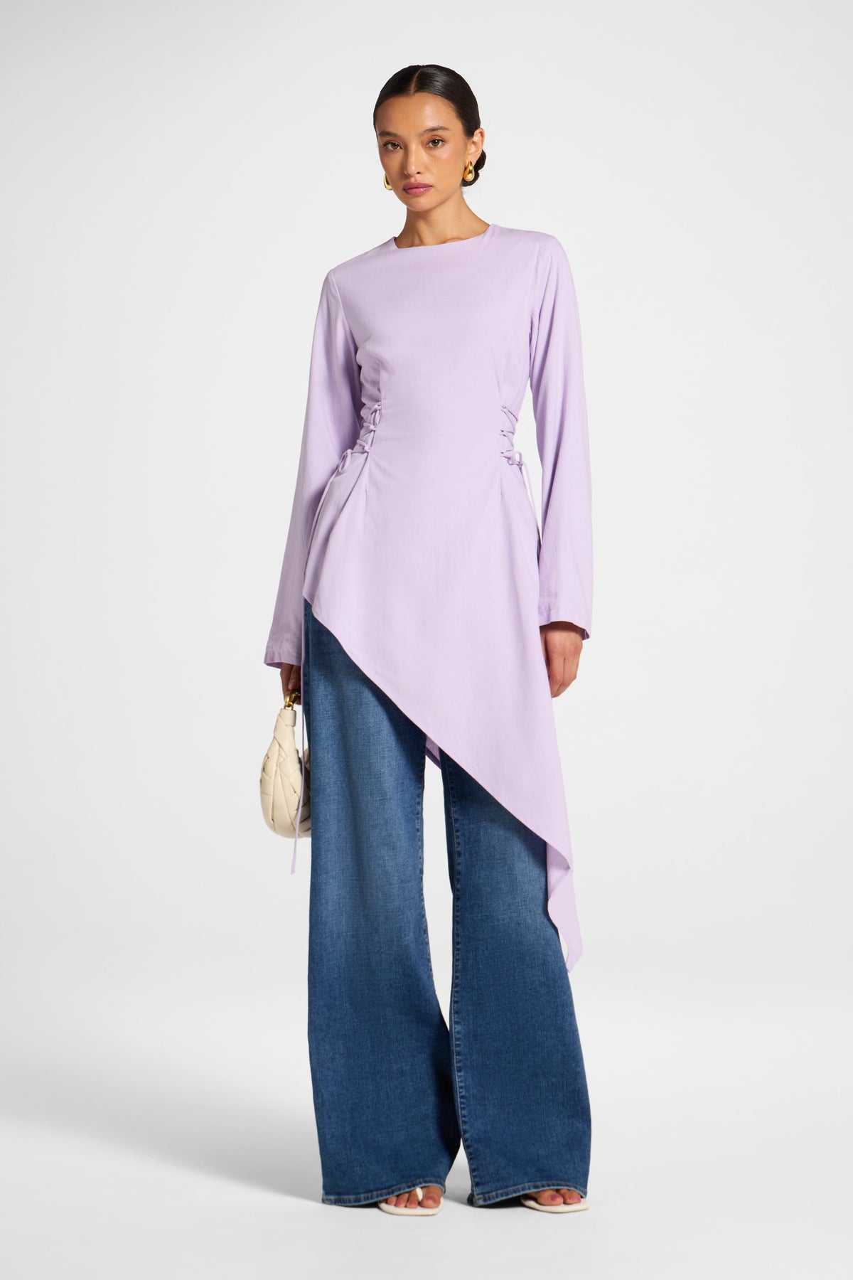Viscose Linen Asymmetric Tunic - Lilac Top Veiled 
