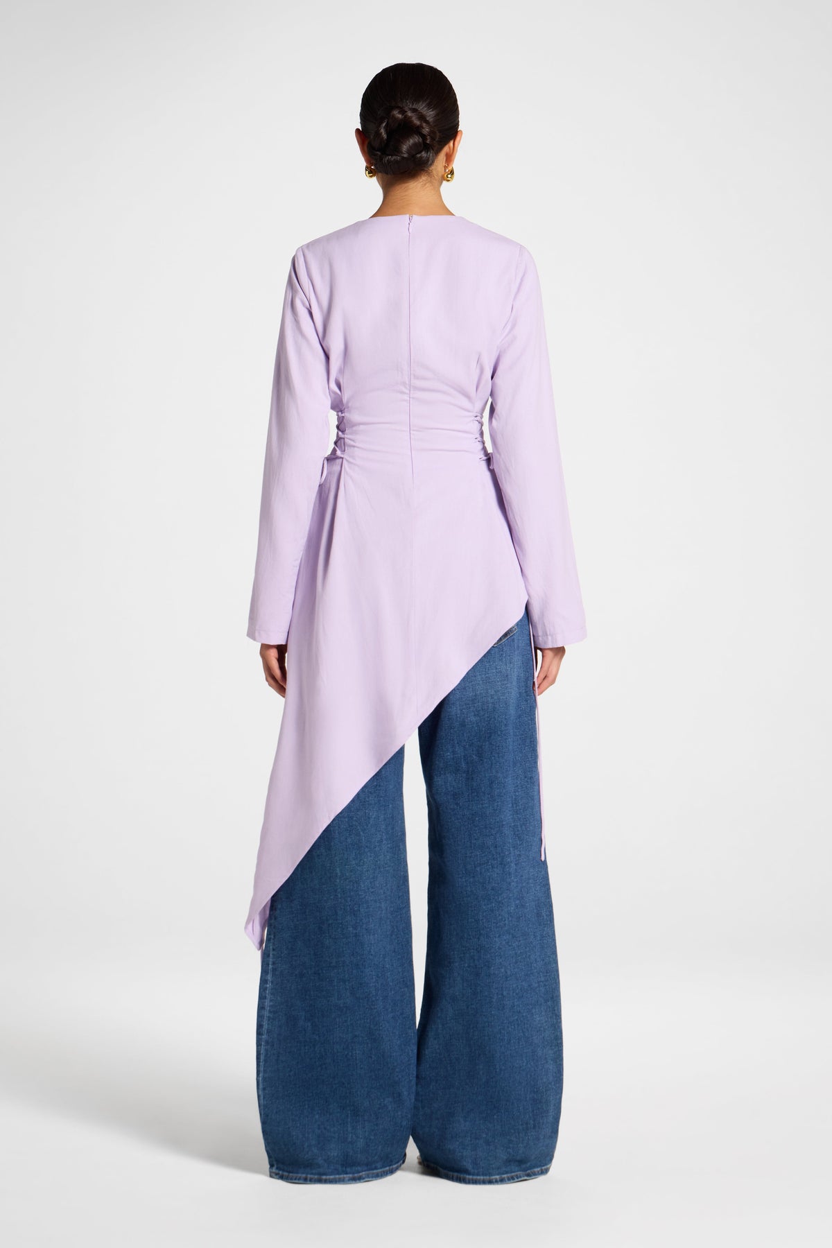 Viscose Linen Asymmetric Tunic - Lilac Top Veiled 