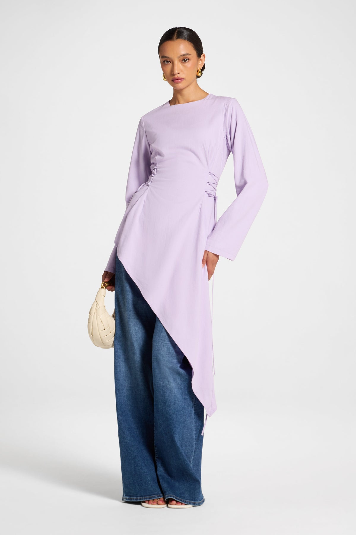 Viscose Linen Asymmetric Tunic - Lilac Top Veiled 