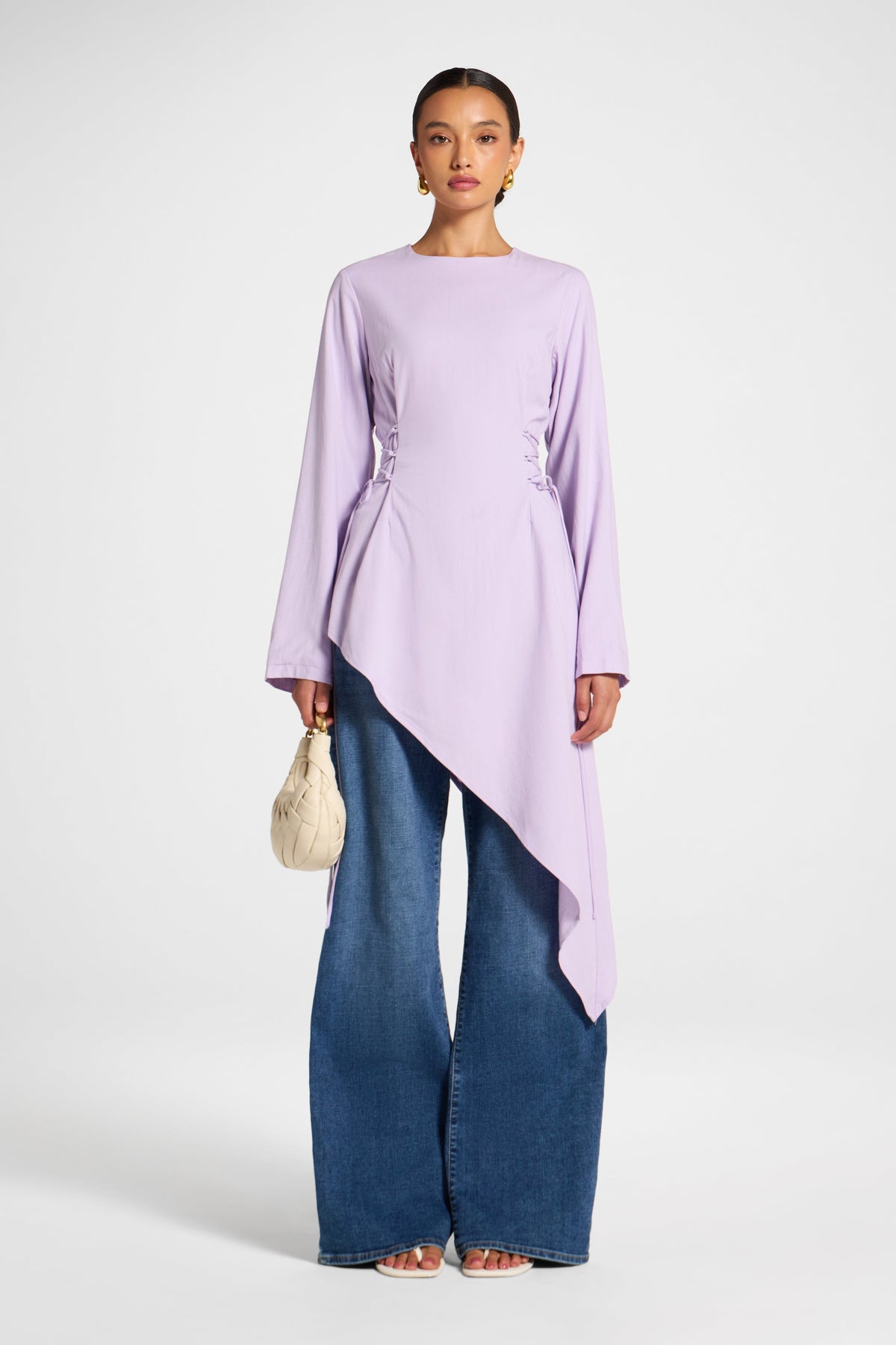 Viscose Linen Asymmetric Tunic - Lilac Top Veiled 