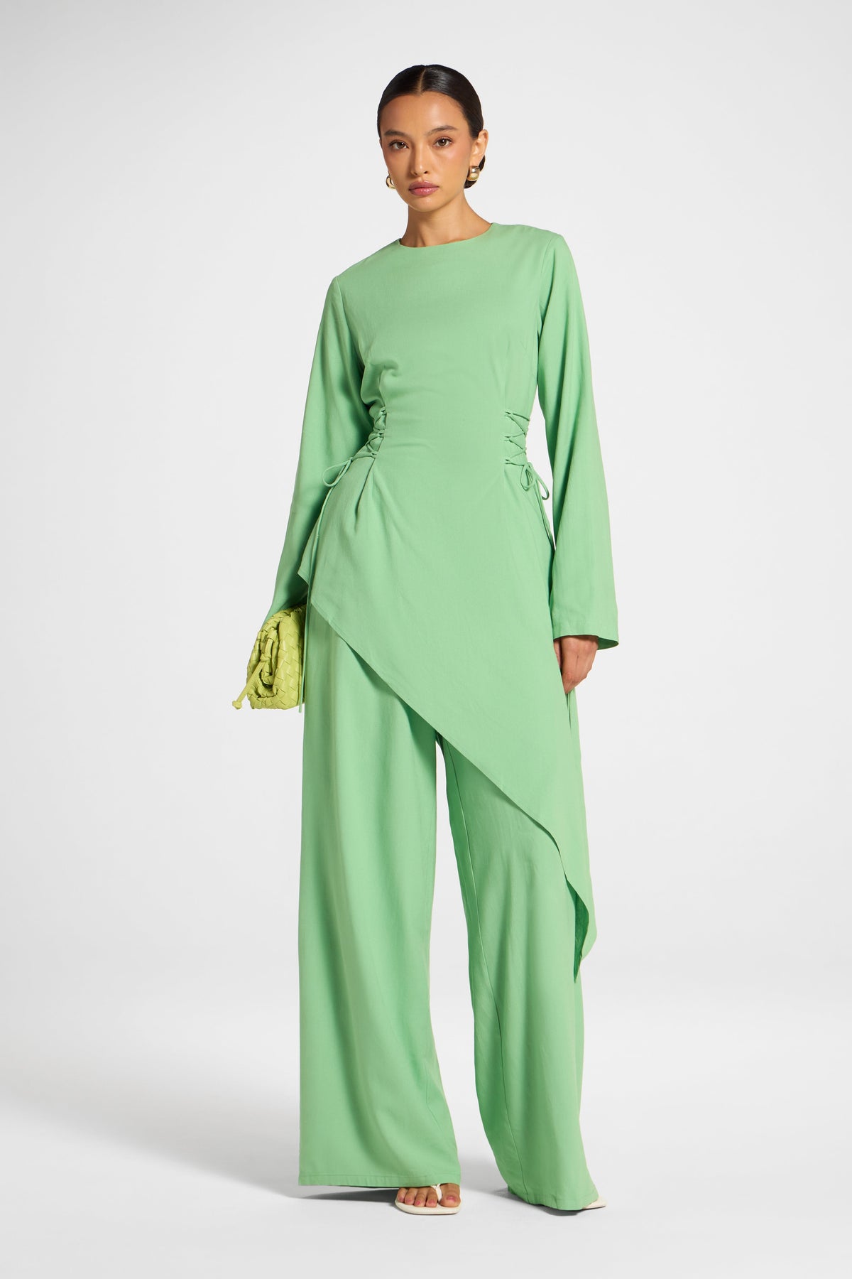 Viscose Linen Asymmetric Tunic - Lime Top Veiled 