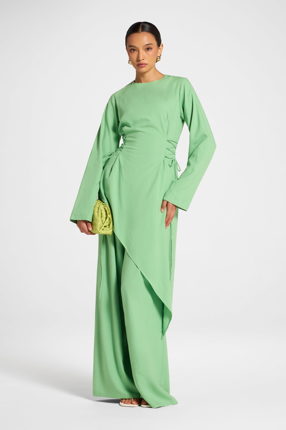 Viscose Linen Asymmetric Tunic - Lime Top Veiled 