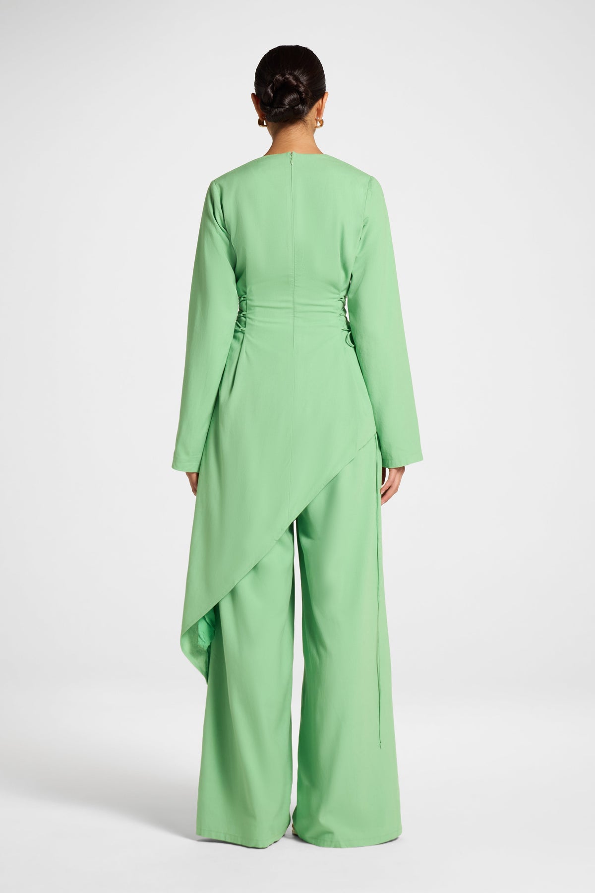 Viscose Linen Asymmetric Tunic - Lime Top Veiled 