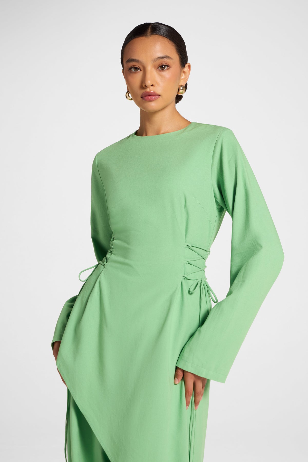 Viscose Linen Asymmetric Tunic - Lime Top Veiled 