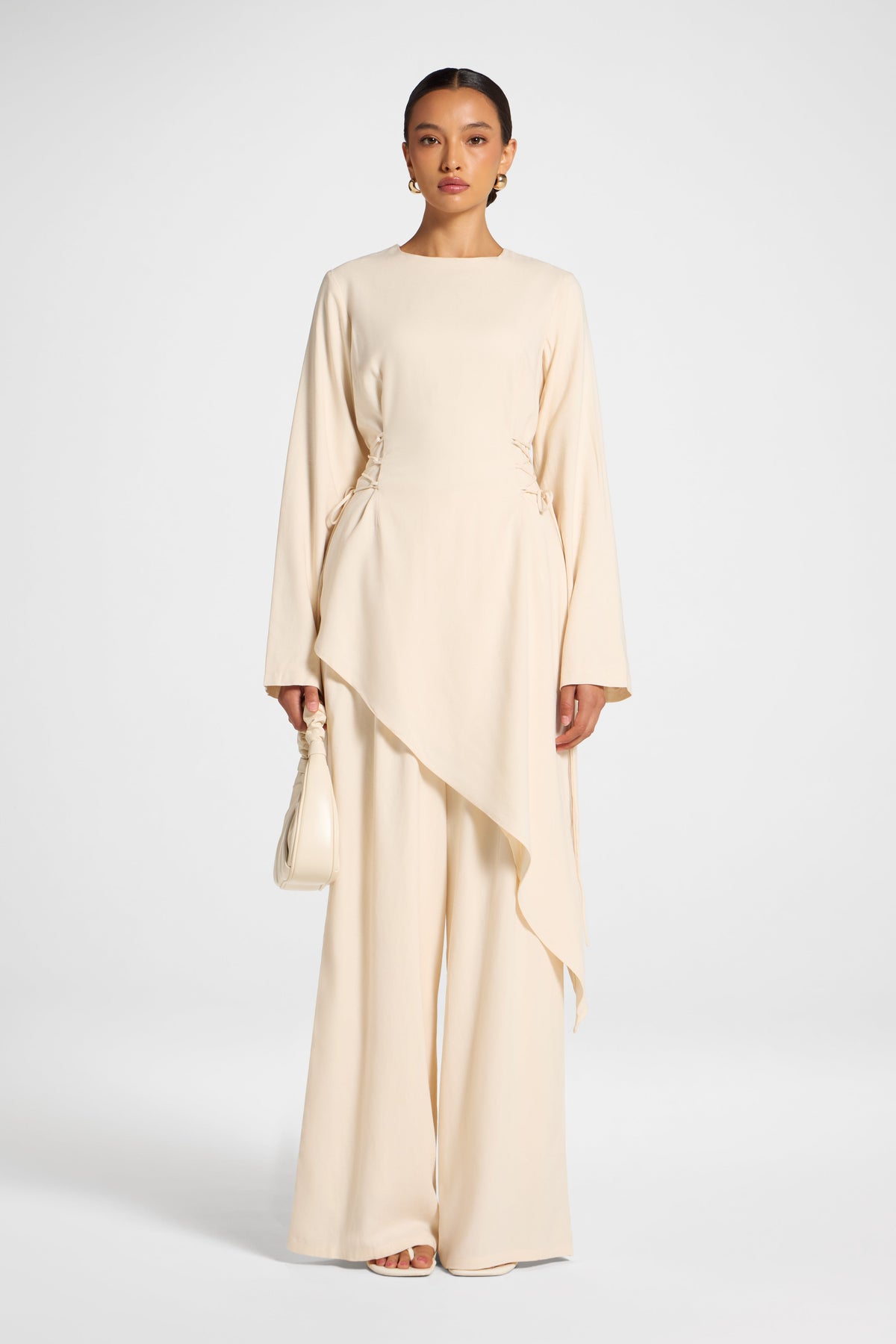 Viscose Linen Asymmetric Tunic - Natural Top Veiled 
