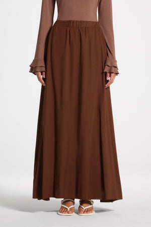 Viscose Linen Skirt - Chocolate