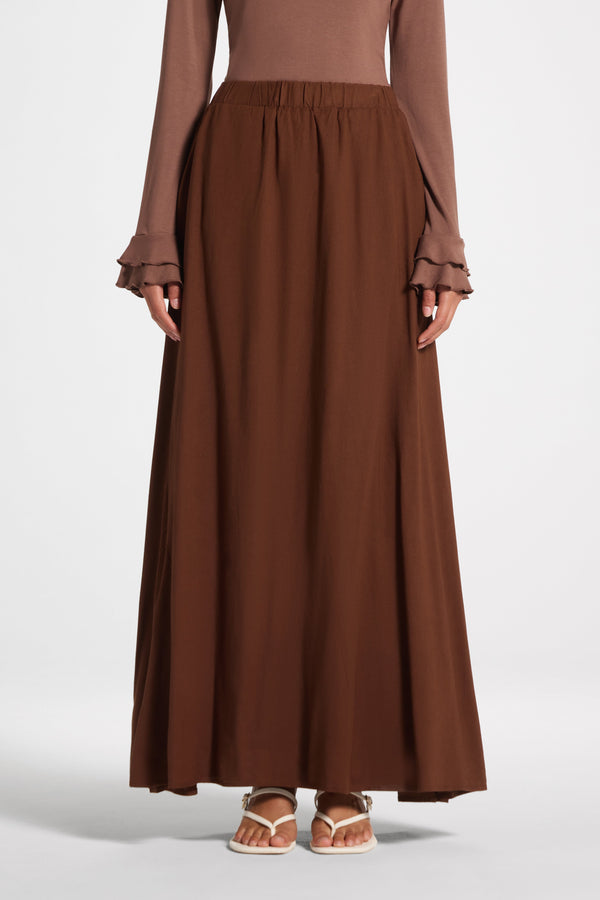 Viscose Linen Skirt - Chocolate Skirt Veiled 