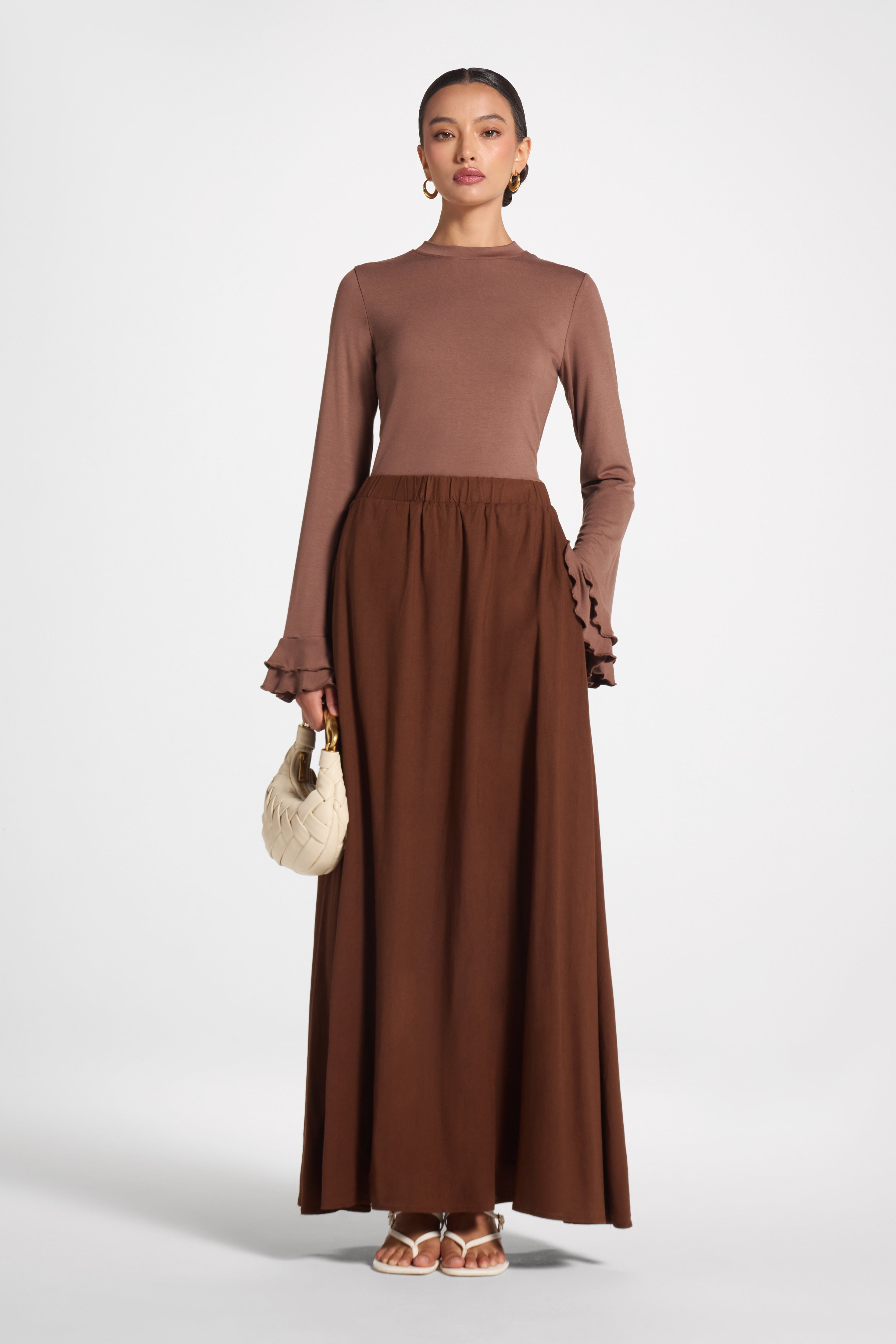 Viscose Linen Skirt - Chocolate Skirt Veiled 