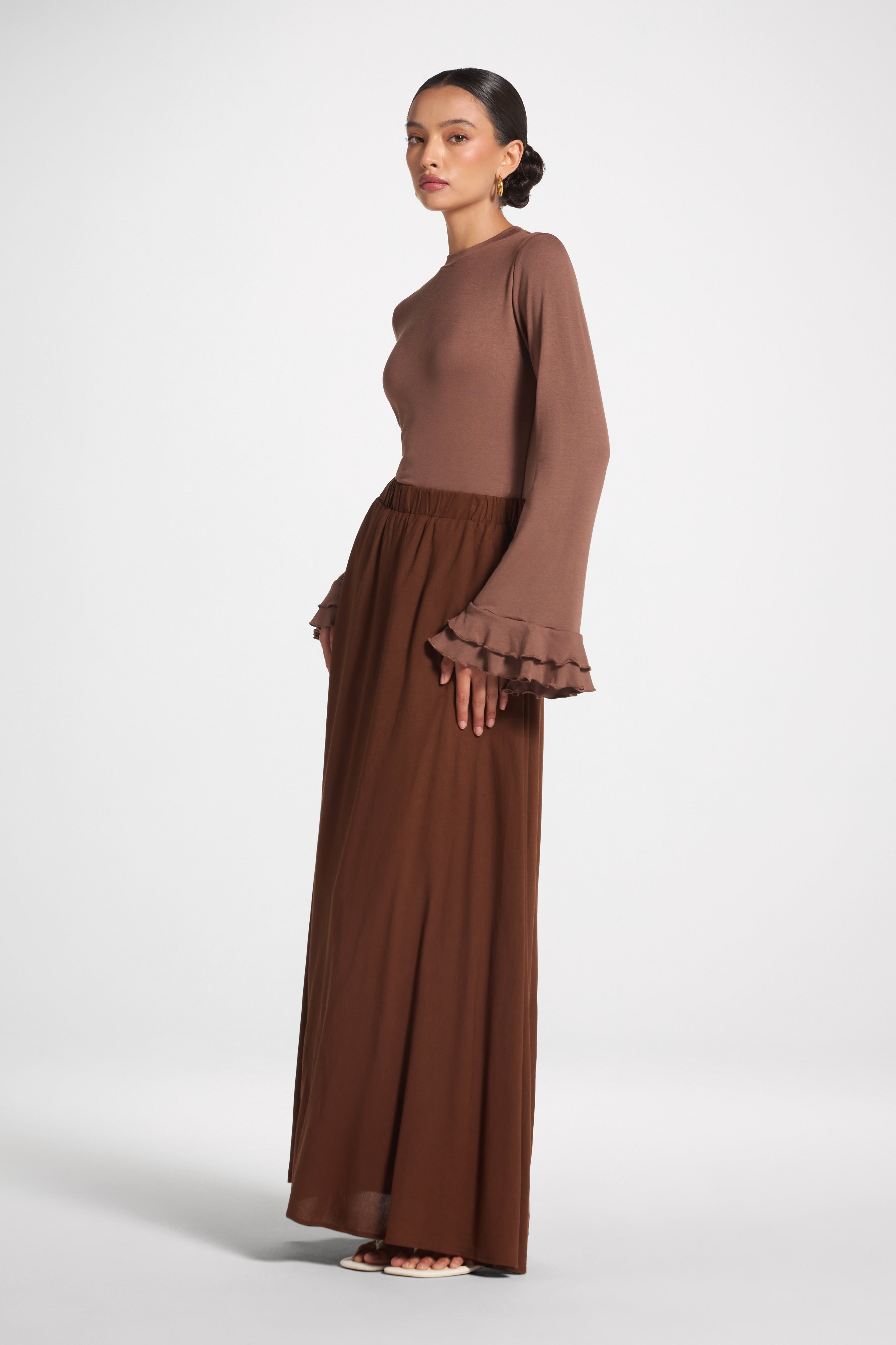 Viscose Linen Skirt - Chocolate Skirt Veiled 