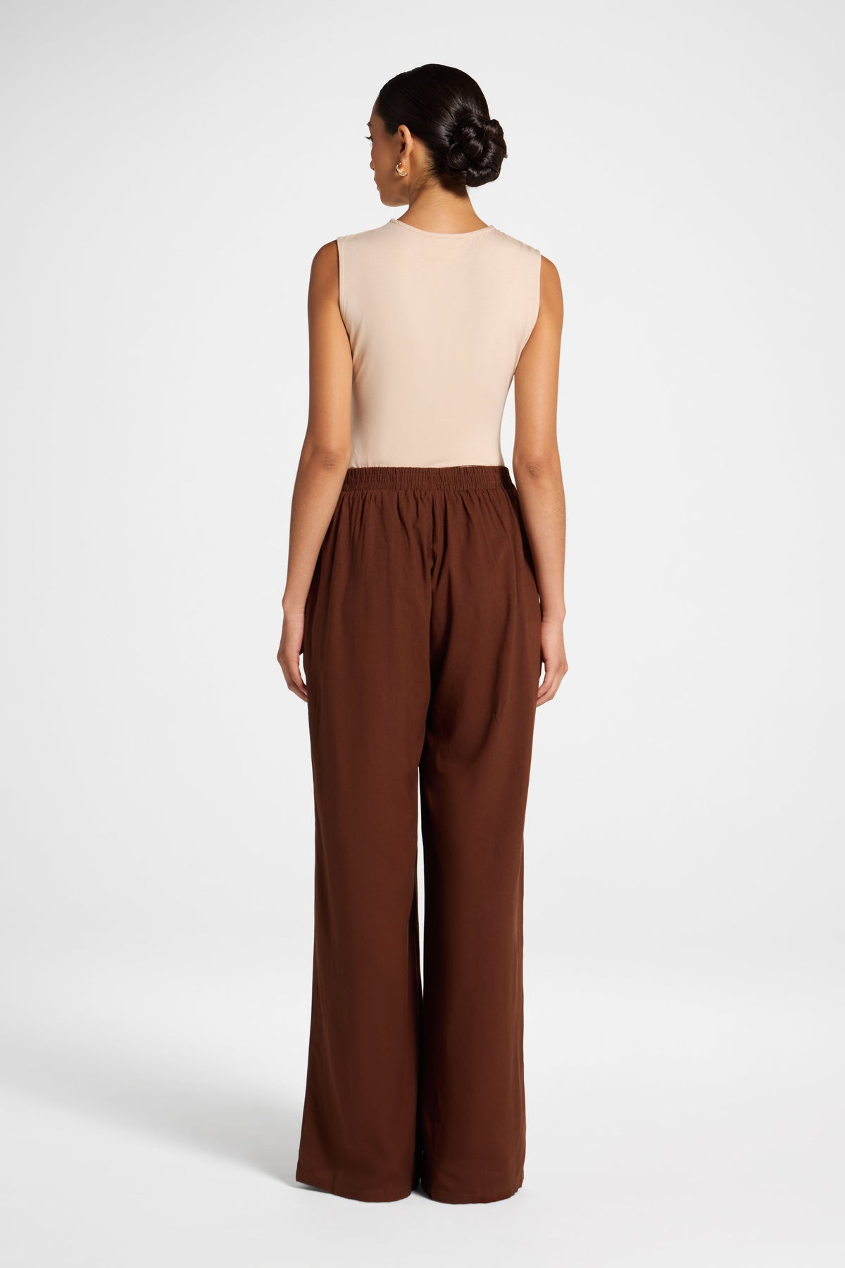Viscose Linen Wide Leg Pant - Chocolate Pants Veiled 
