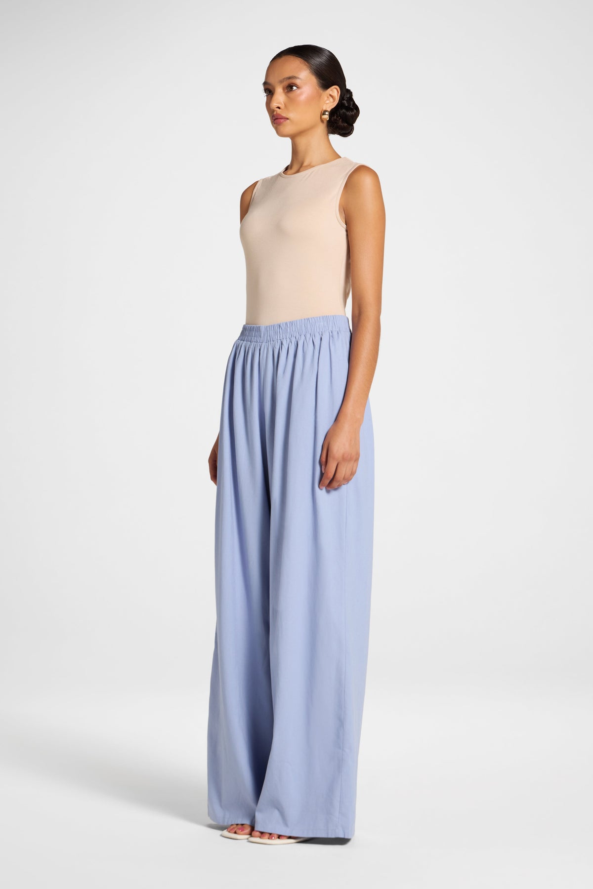 Viscose Linen Wide Leg Pant - Light Denim Pants Veiled 