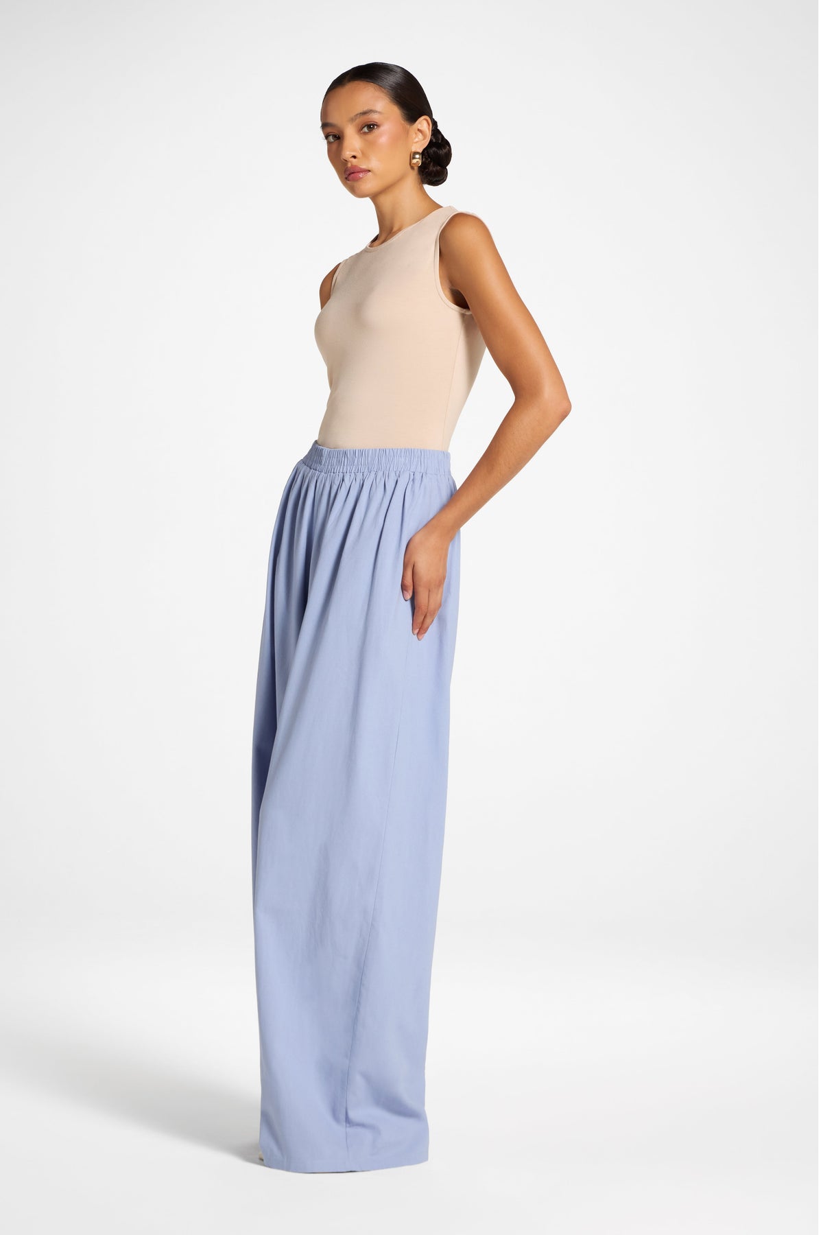 Viscose Linen Wide Leg Pant - Light Denim Pants Veiled 