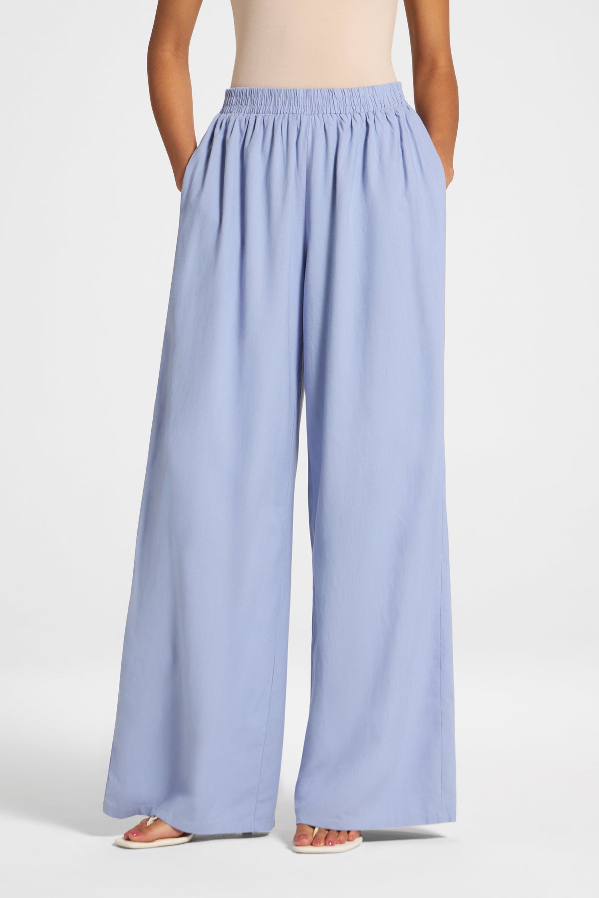 Viscose Linen Wide Leg Pant - Light Denim Pants Veiled 