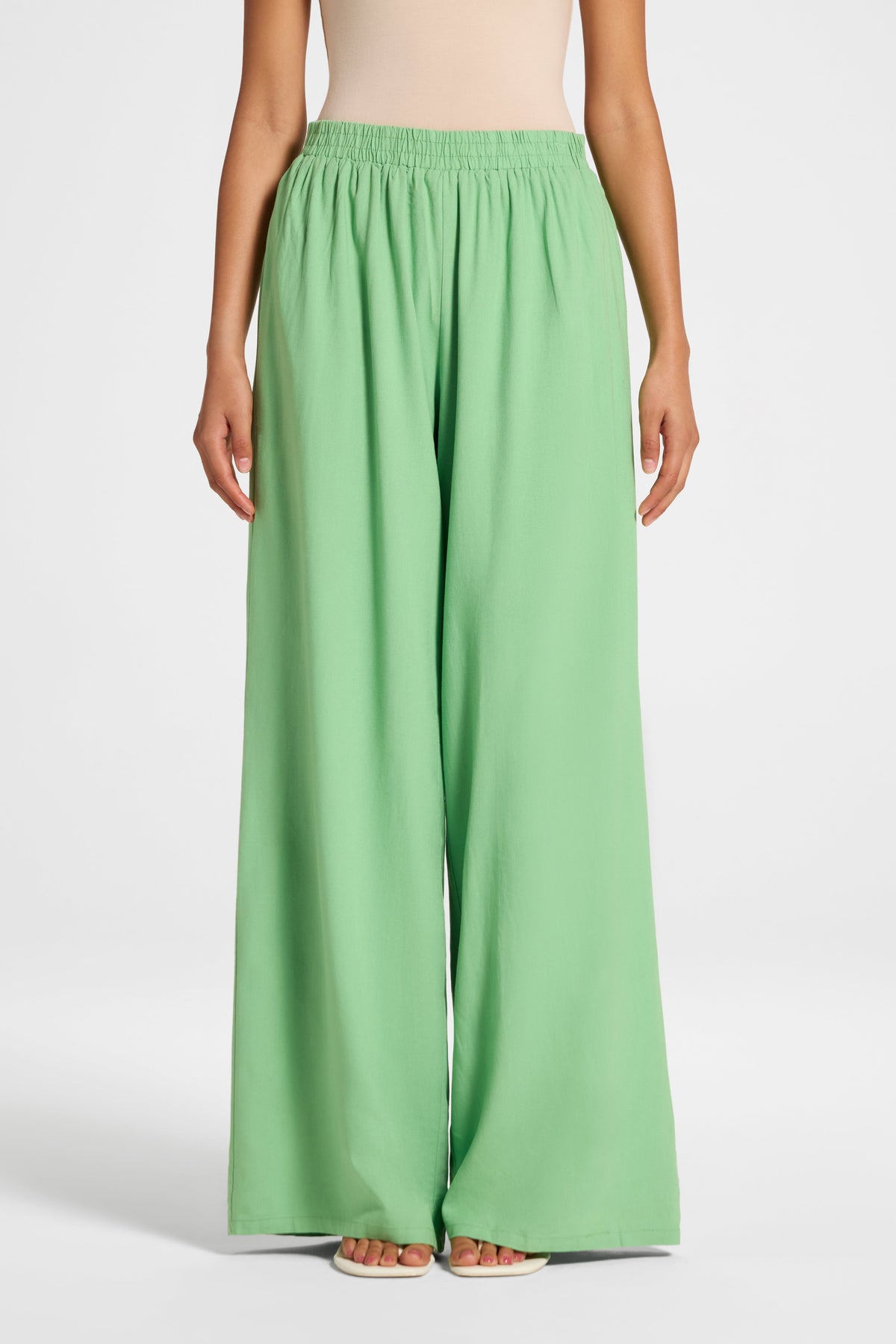 Viscose Linen Wide Leg Pant - Lime Pants Veiled 