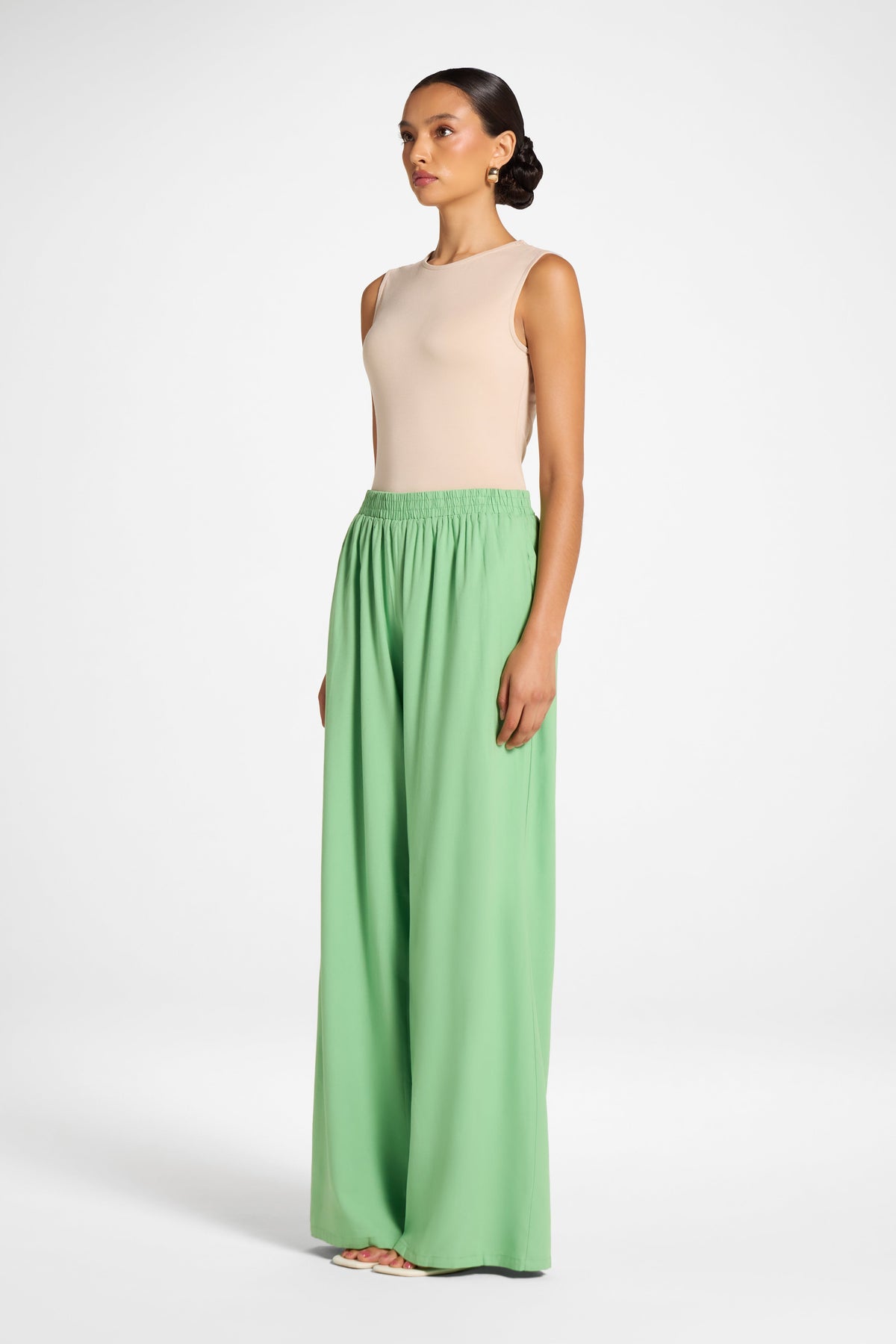 Viscose Linen Wide Leg Pant - Lime Pants Veiled 